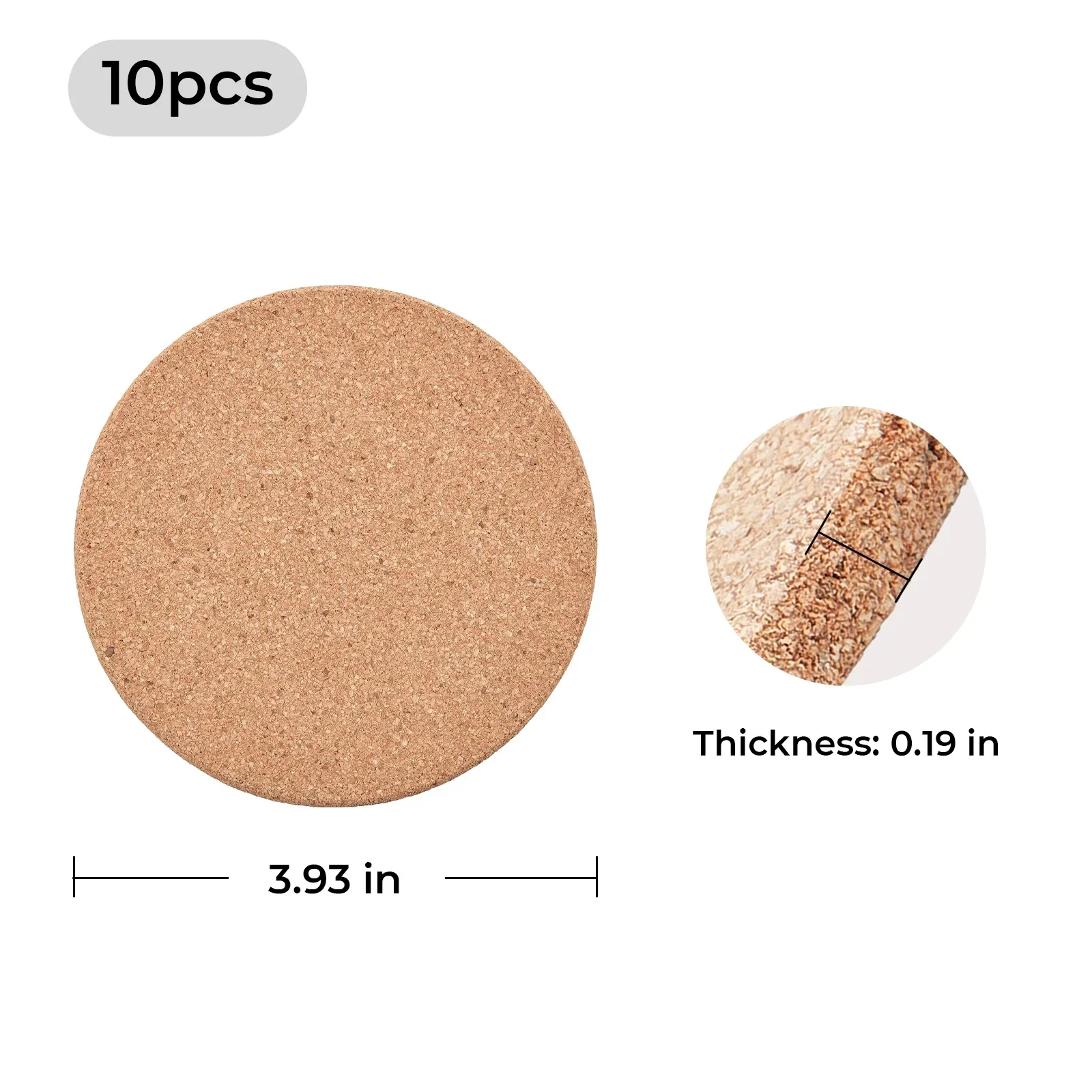 Dessous de verre ronds en liège 0,5 cm (10 pièces) - Image 3