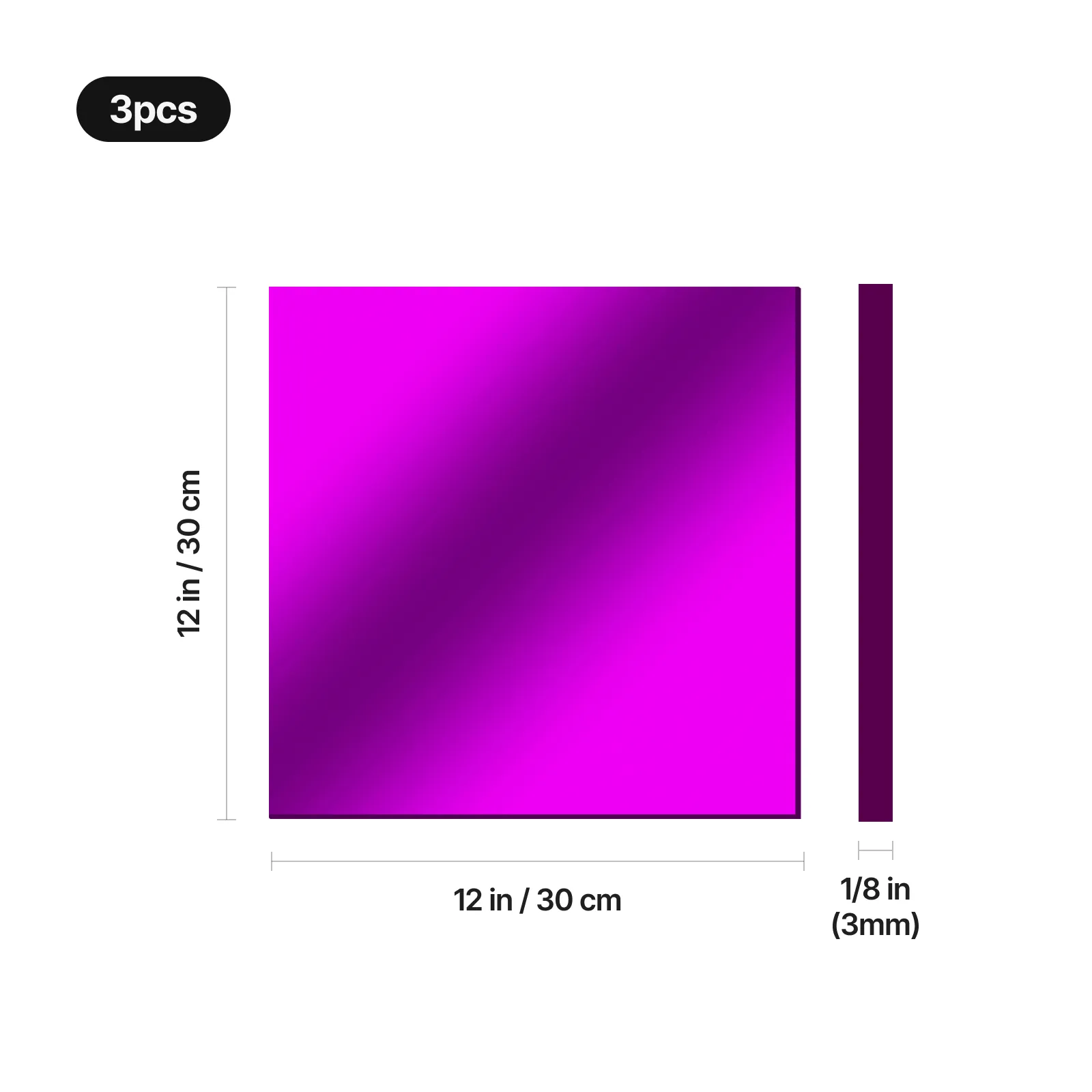 3mm x 30 x 30 cm Plaque acrylique miroir (1 pce) - Image 14