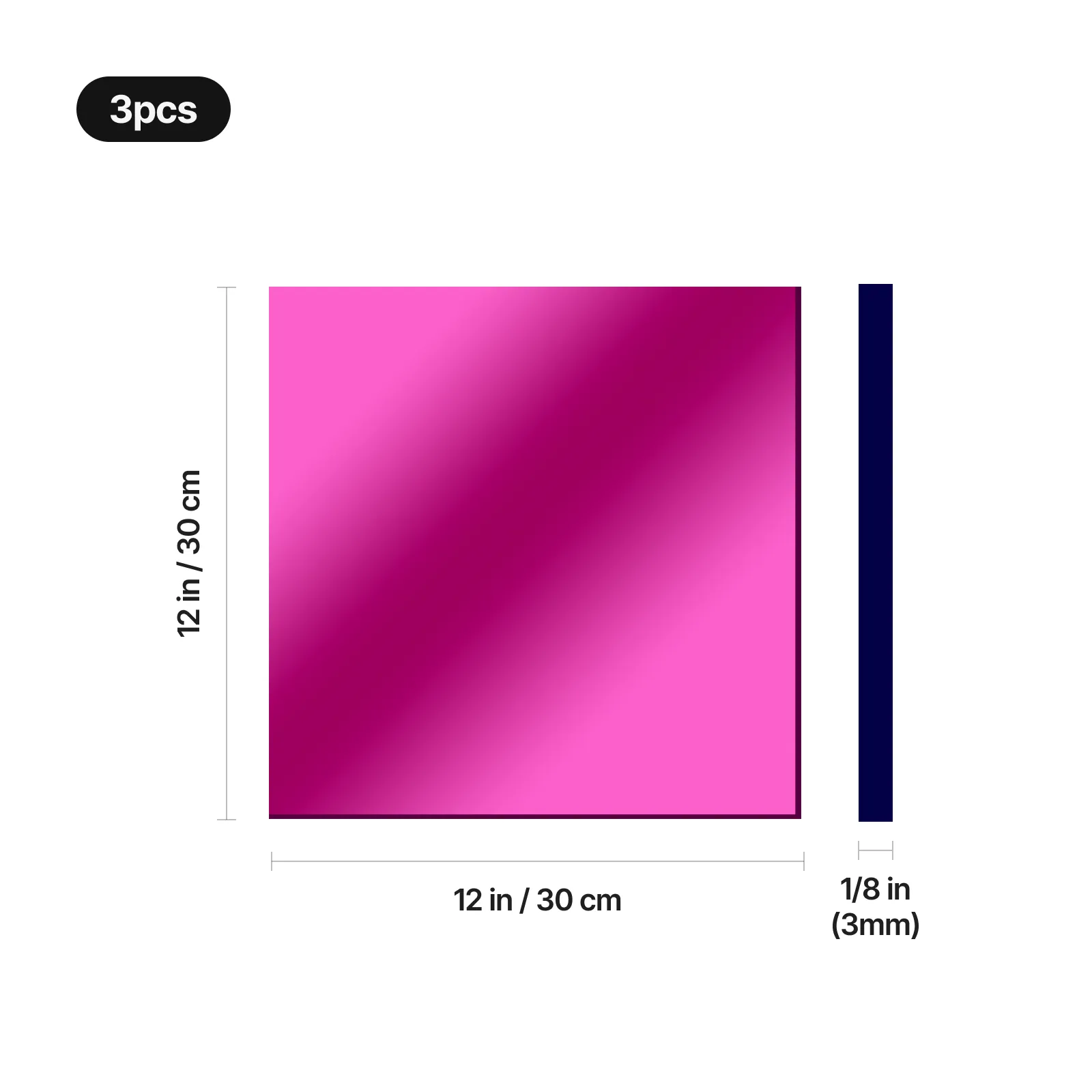 3mm x 30 x 30 cm Plaque acrylique miroir (1 pce) - Image 3
