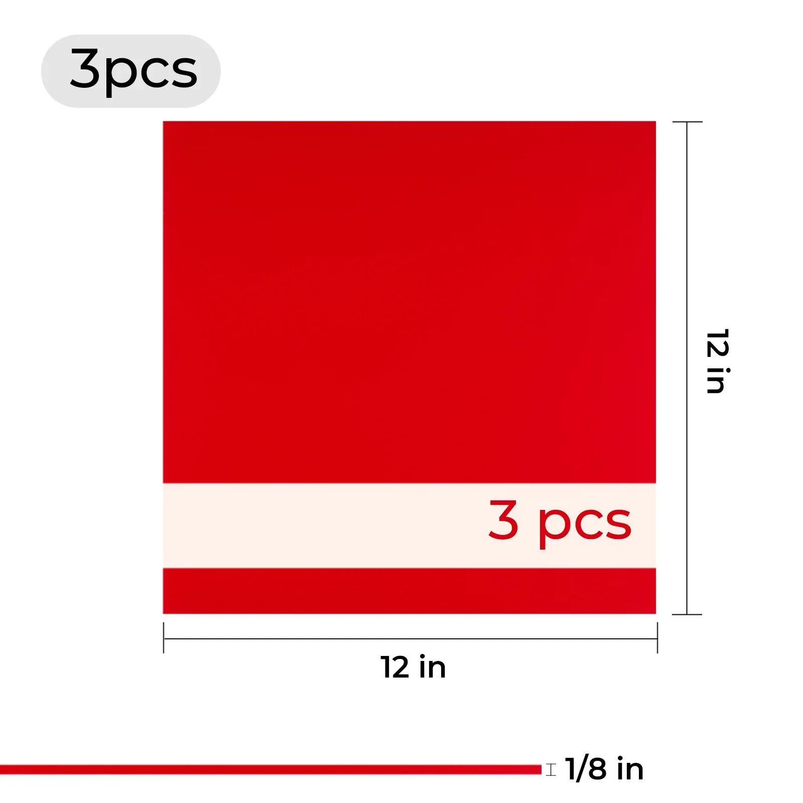 Feuille d'acrylique bicolore rouge à blanc de 3 mm (3 pièces) - Image 3