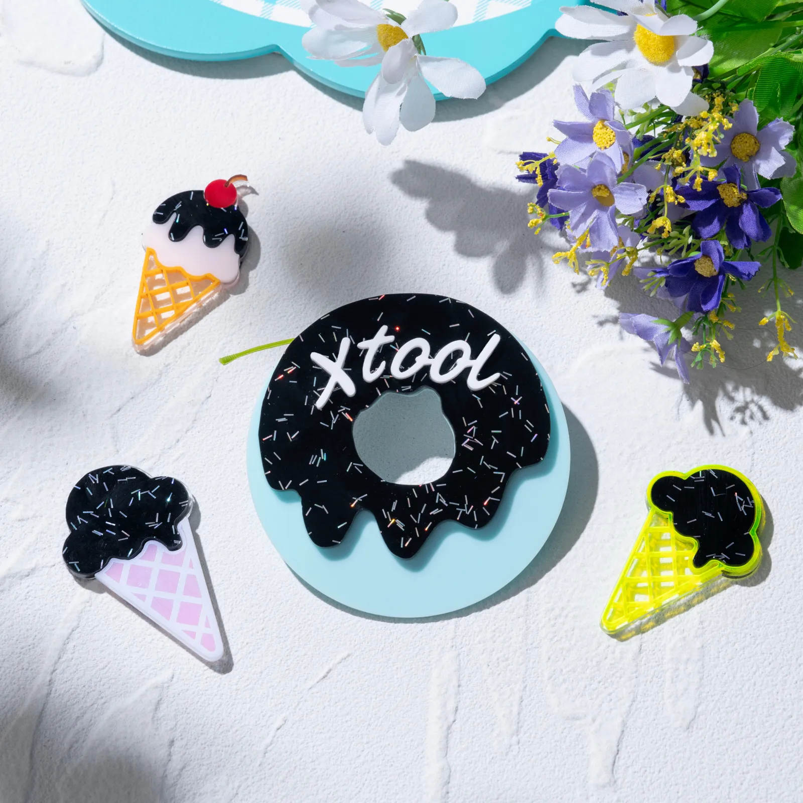 3mm x 30 x 30 cm Plaques acryliques noir pailleté (3 pcs) - Image 2