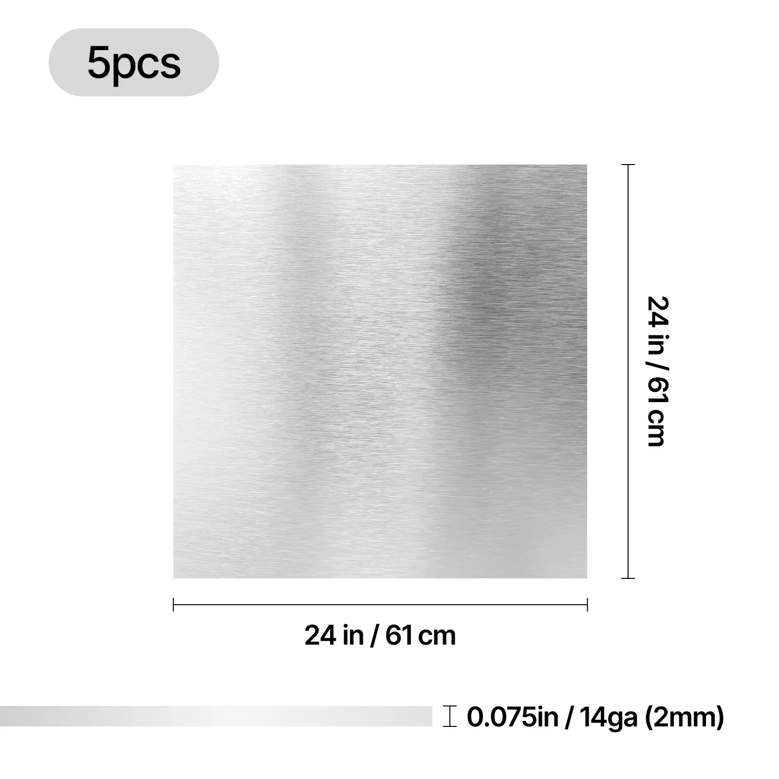 Feuille en acier inoxydable 304 de 61cm x 61cm x 0,2cm (5 pièces) - Image 3