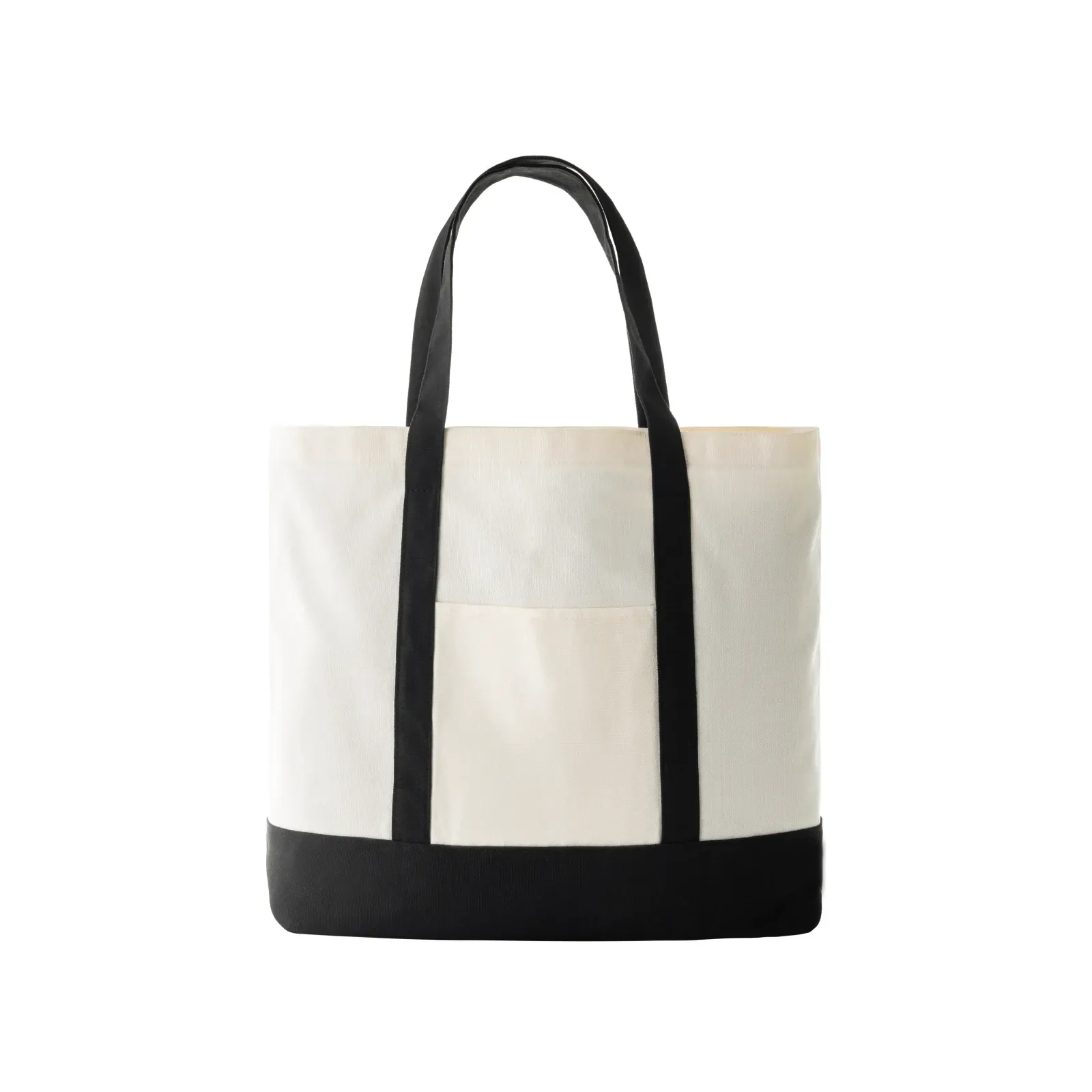 Sac cabas en toile noire avec poche extérieure (1 pce)