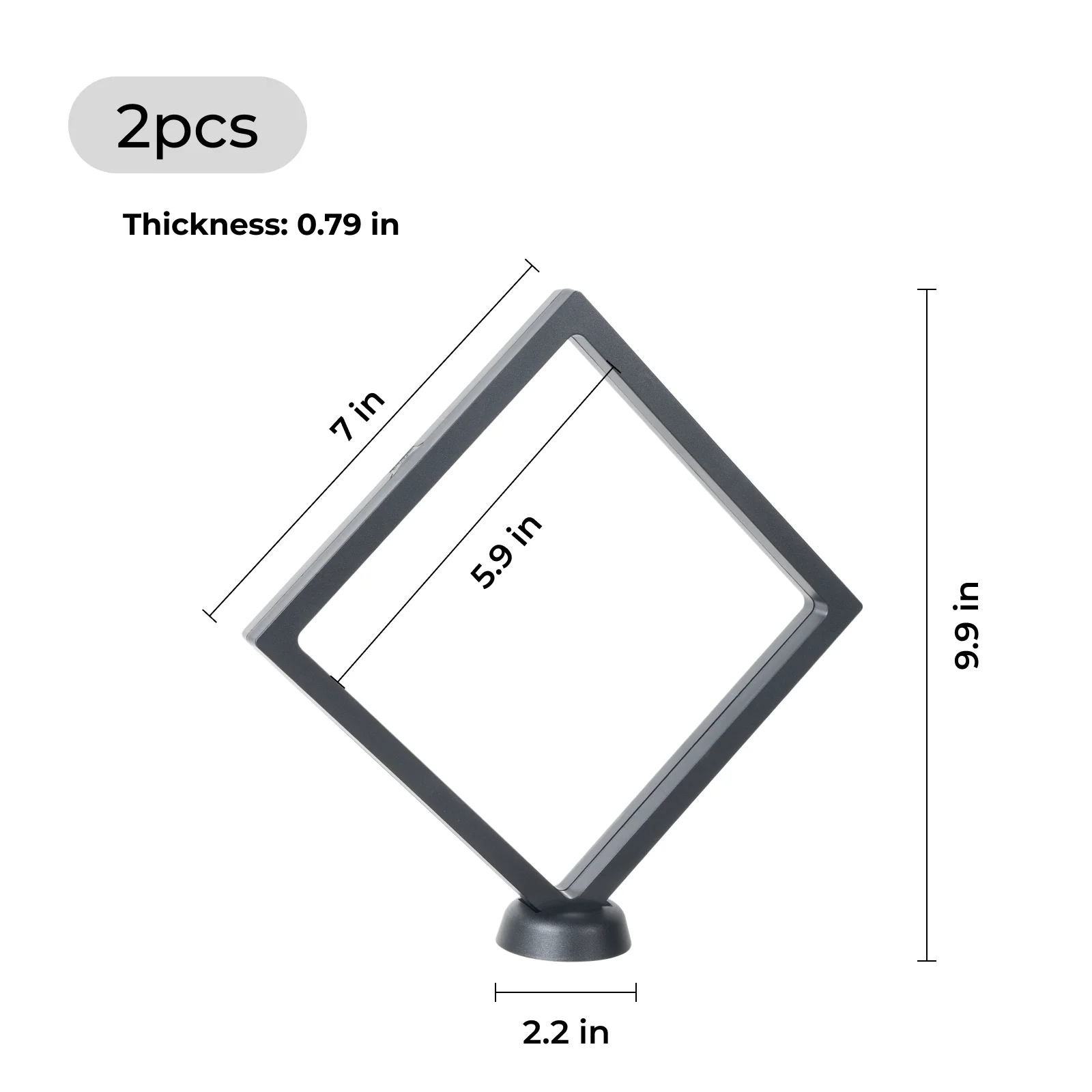 Cadre flottant noir avec support (2 pcs) 17,8 cm x 17,8 cm - Image 3
