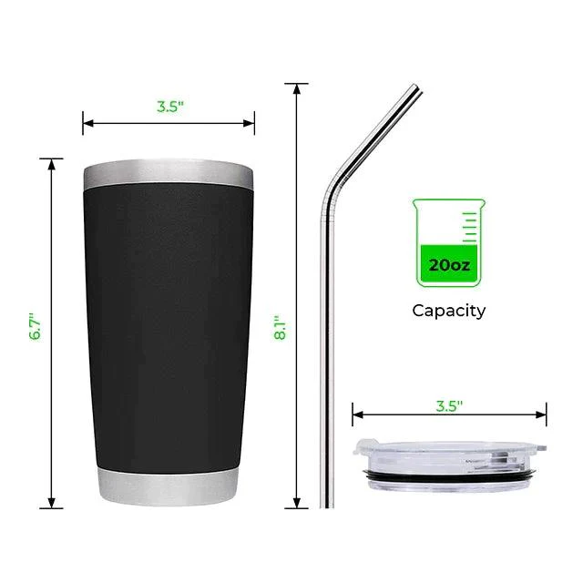 Kit gobelet en acier inoxydable noir (20oz) - Image 4