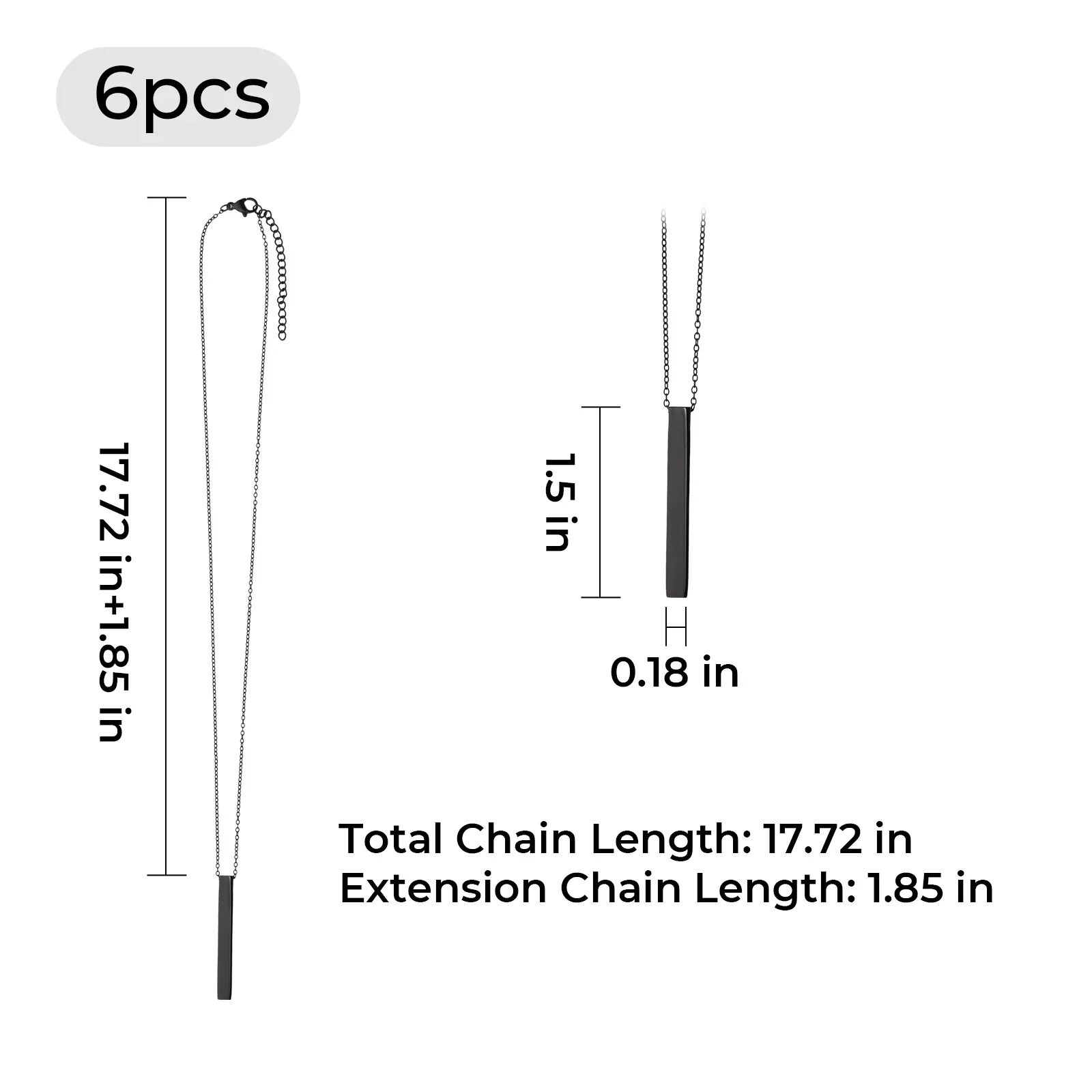 Collier barre verticale en acier inoxydable noir (6 pièces) - Image 3