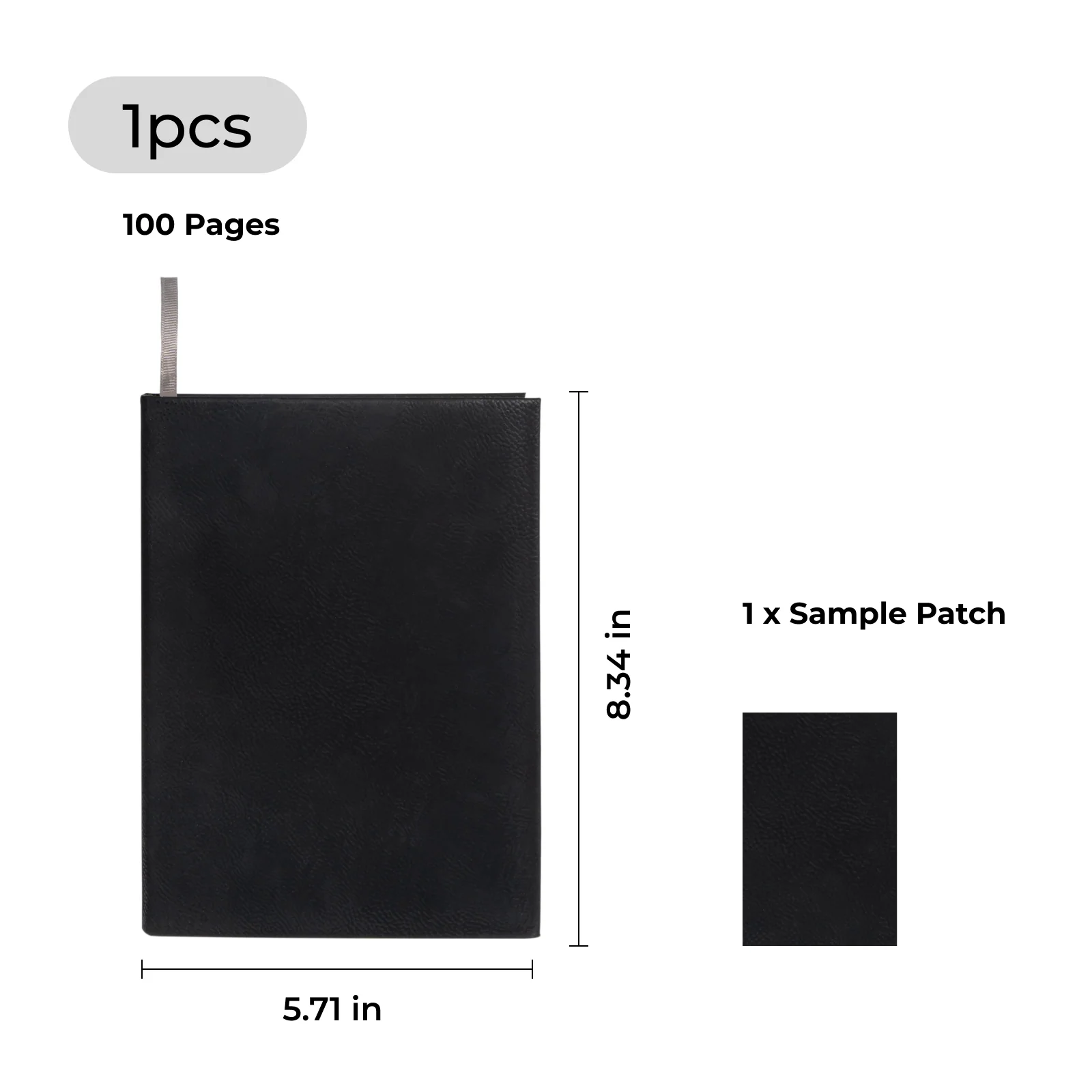 Carnet PU gravable noir à argenté - Image 3