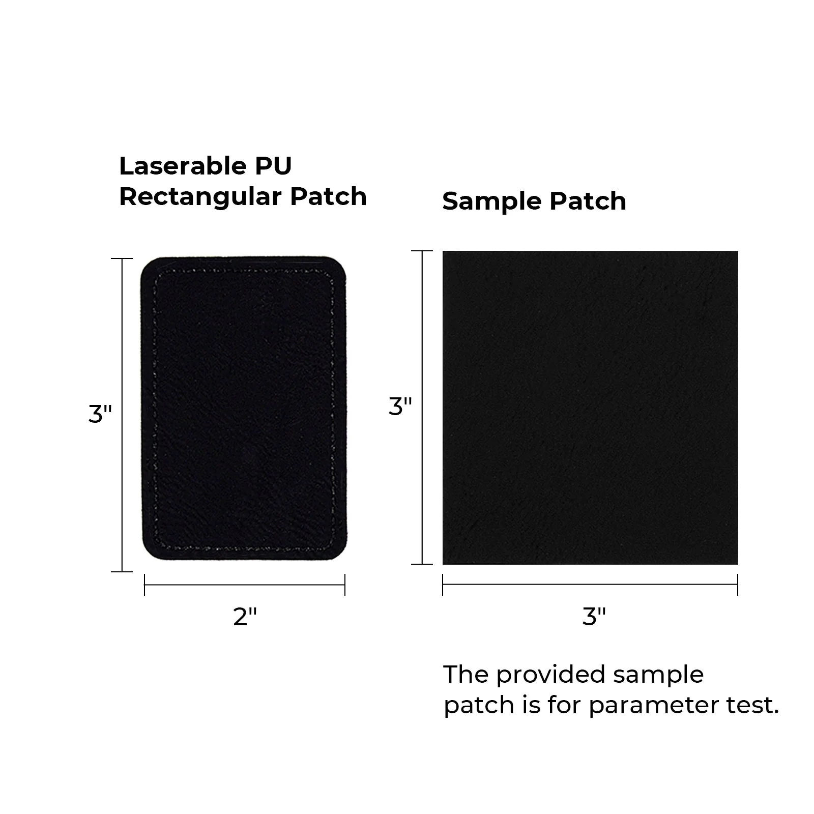 Patch rectangulaire en PU thermocollant de couleur noir à or, gravable au laser (10pcs) - Image 3