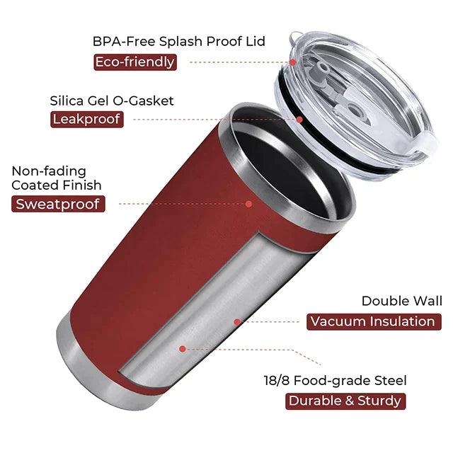 Kit gobelet en acier inoxydable rouge brique (20oz) - Image 5