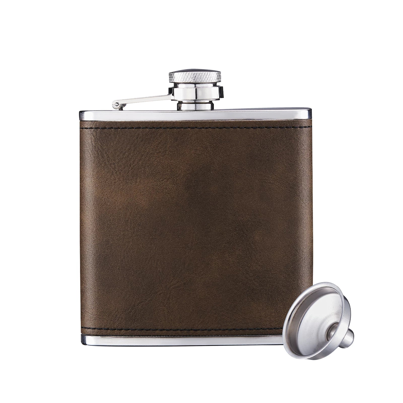 Flasque en Acier Inoxydable Marron à Doré en PU Laserable (177 ml) - Image 5
