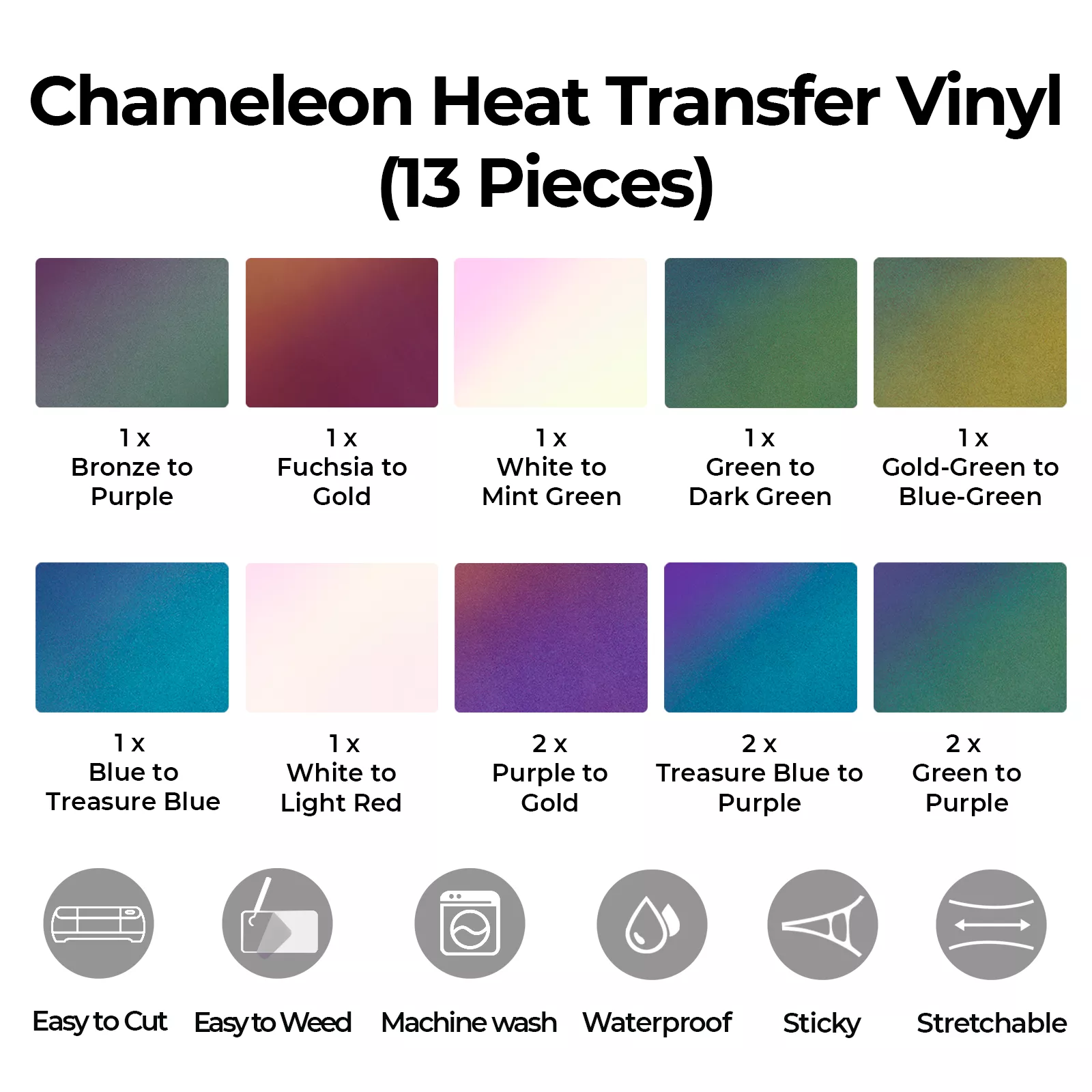 Vinyle Thermocollant Chameleon (13pcs) – compatible avec les lasers - Image 3