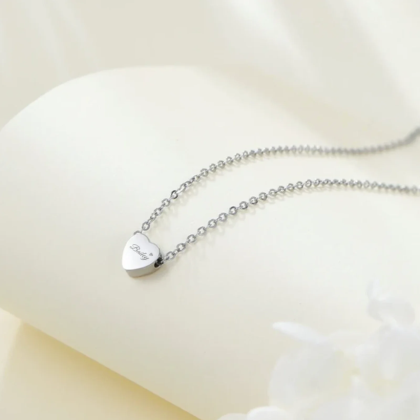 Collier cœur en acier inoxydable argenté (6 pcs) - Image 2