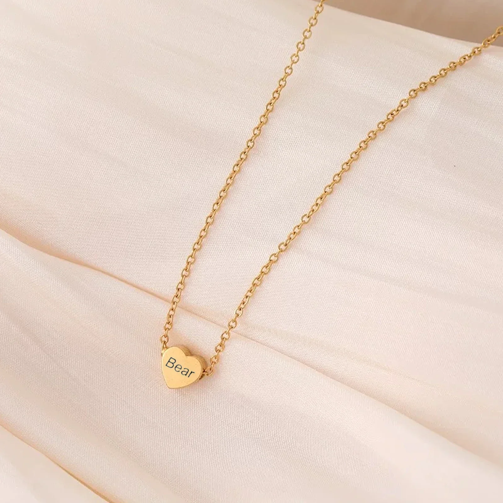 Collier en acier inoxydable doré en forme de cœur (6 pièces) - Image 2
