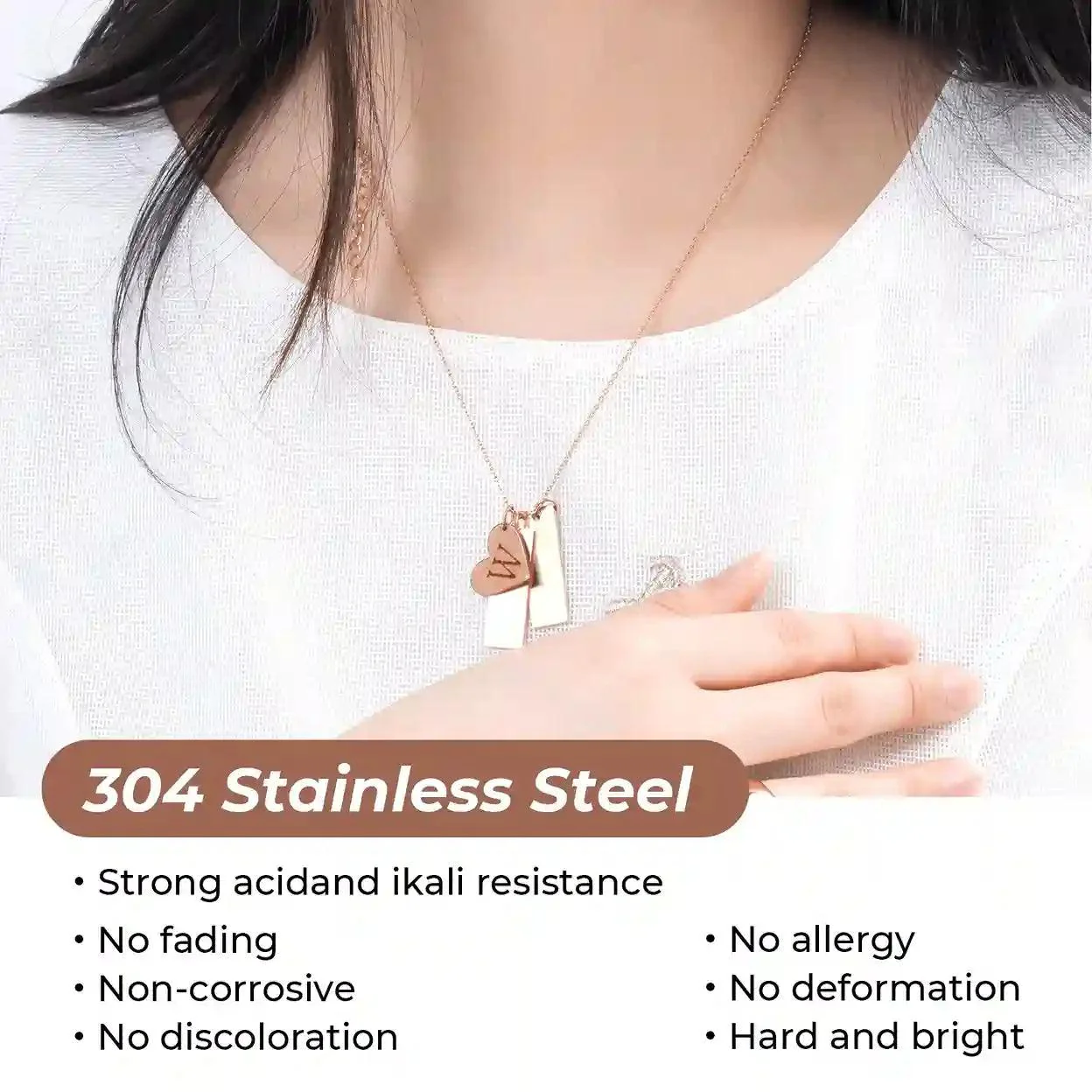 Collier en acier inoxydable en forme de cœur et de barre (6 pièces) - Image 4