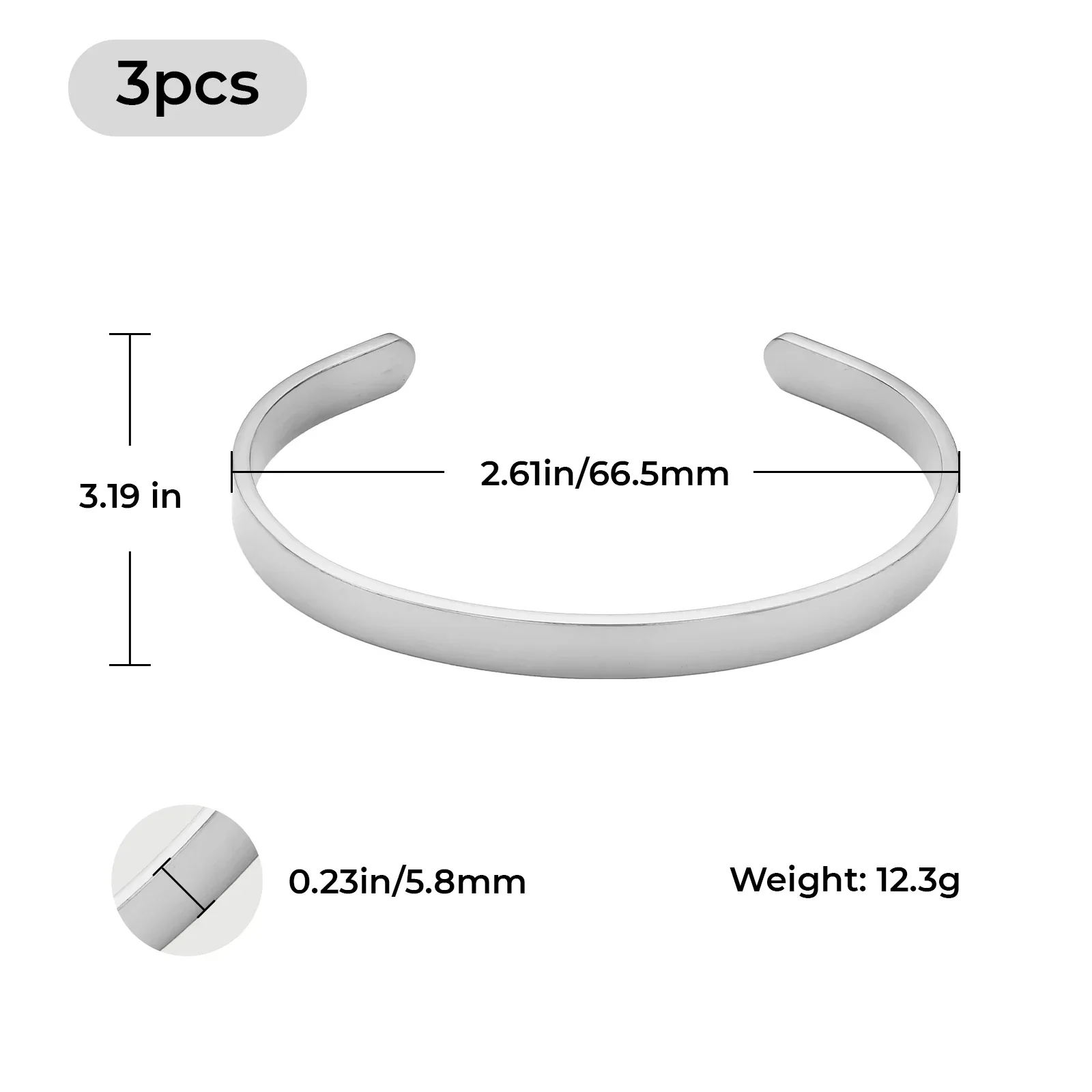 Bracelet Manchette (3 pièces) - Image 3