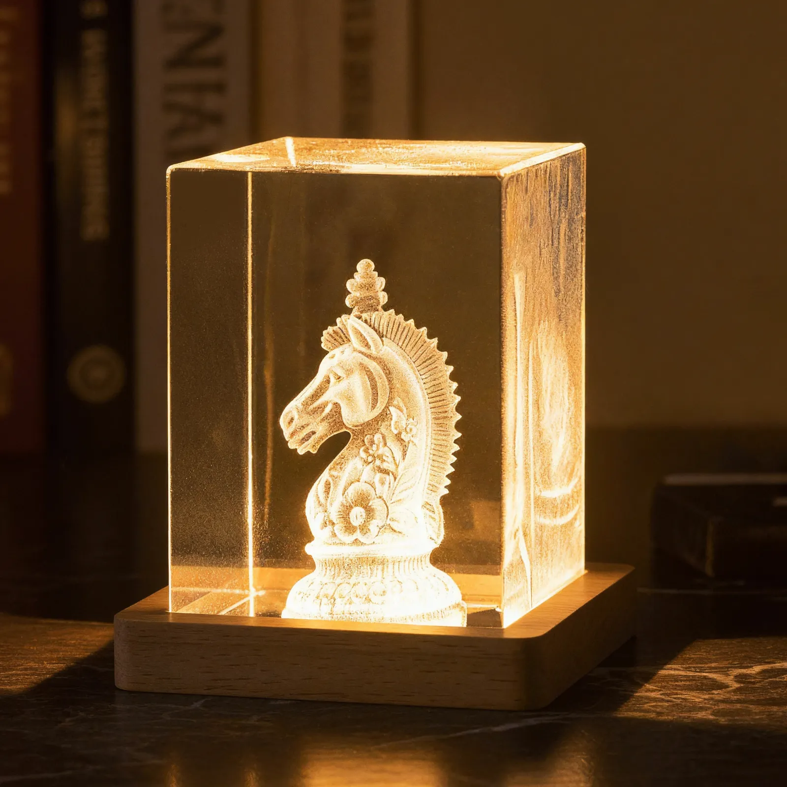 Embase Lumineuse LED Carrée en Bois d'Hévéa avec Rainure - Image 12