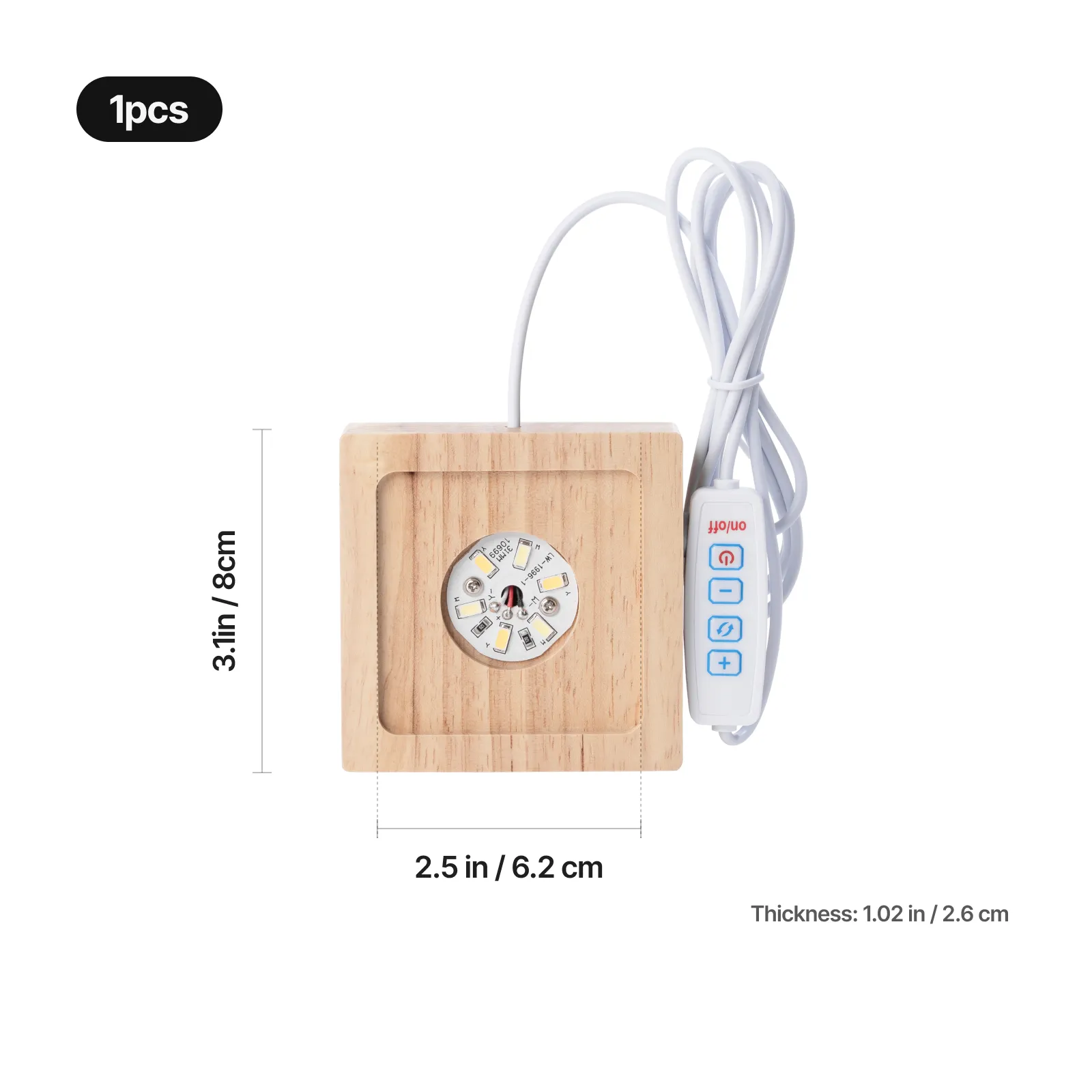 Embase Lumineuse LED Carrée en Bois d'Hévéa avec Rainure - Image 4