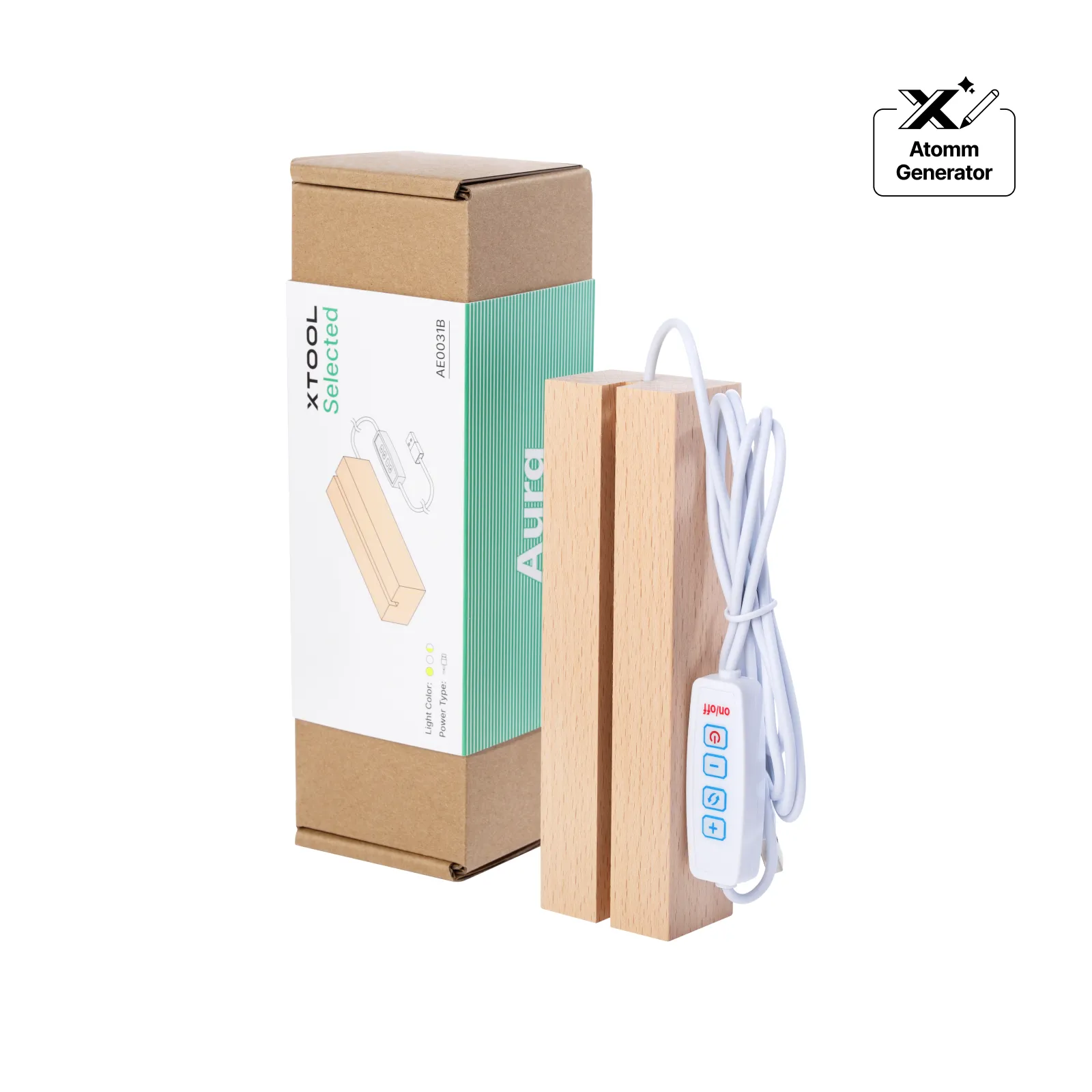Embase Lumineuse LED Rectangulaire en Bois d'Hévéa avec Fente - Image 3