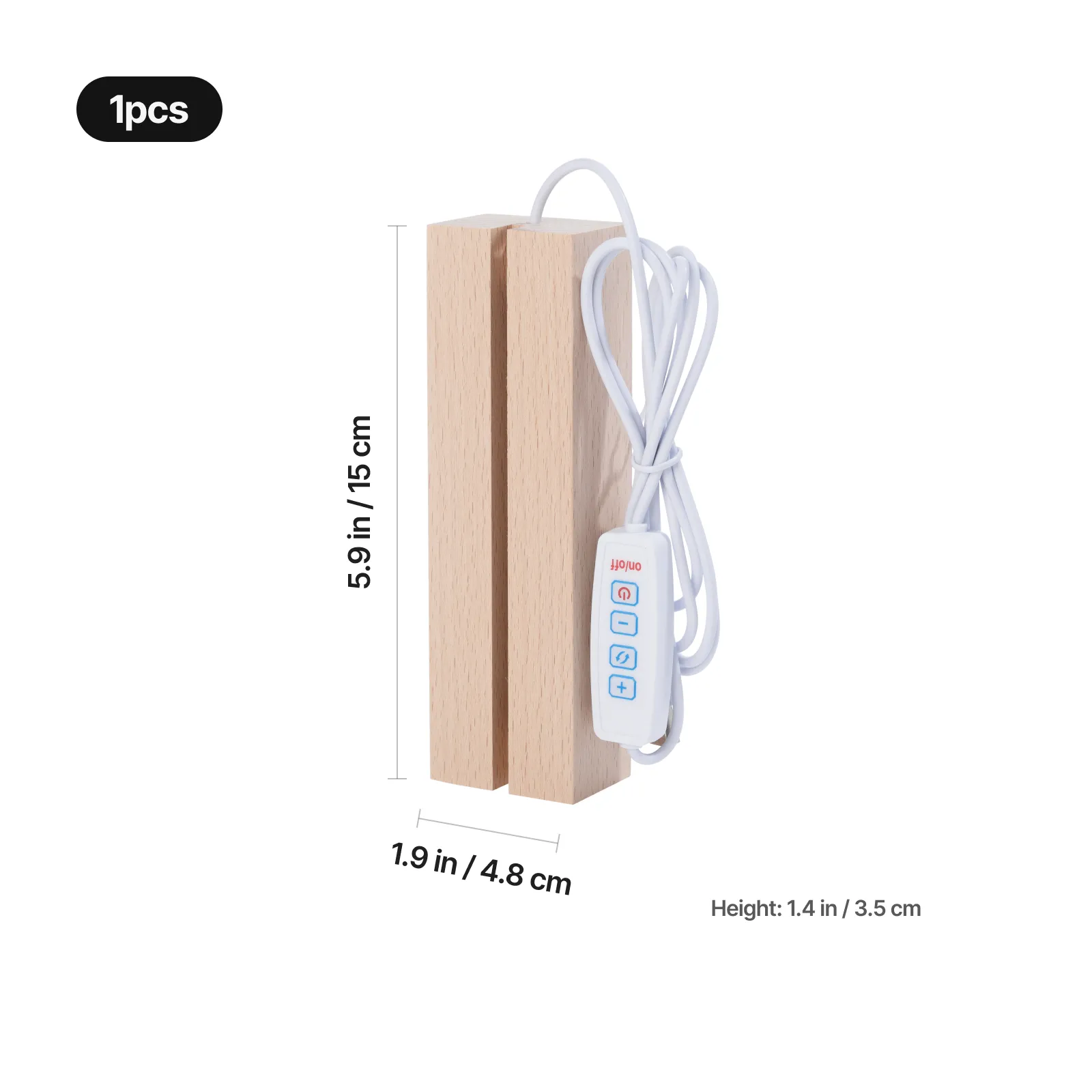 Embase Lumineuse LED Rectangulaire en Bois d'Hévéa avec Fente - Image 4