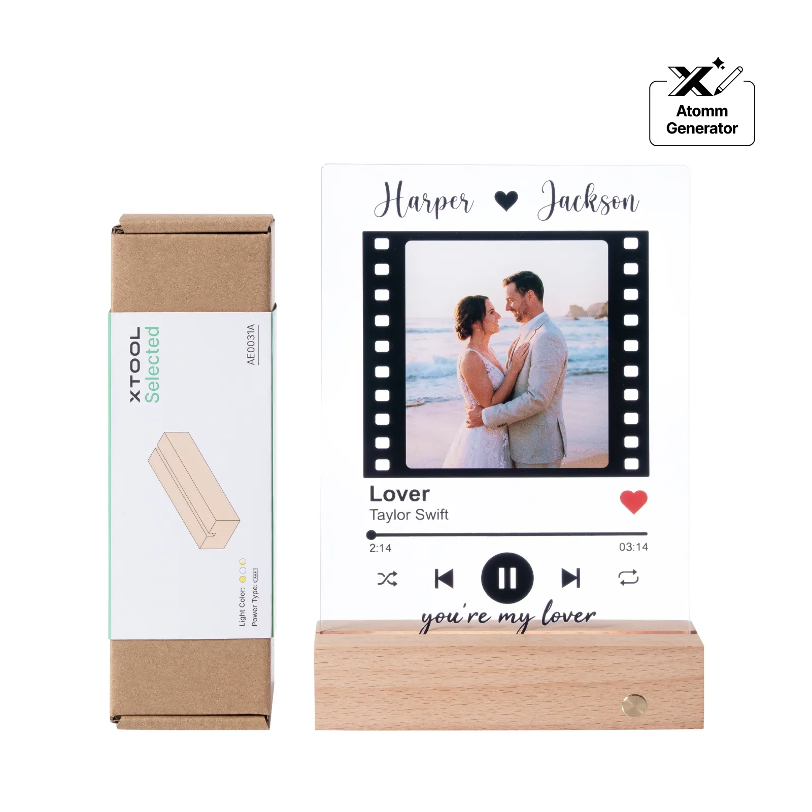 Embase Lumineuse LED Rectangulaire en Bois d'Hévéa avec Fente - Image 9