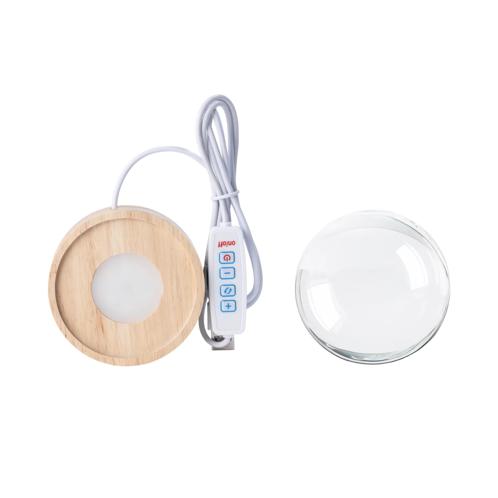 Embase Lumineuse LED Ronde en Bois d'Hévéa avec Rainure - Image 14