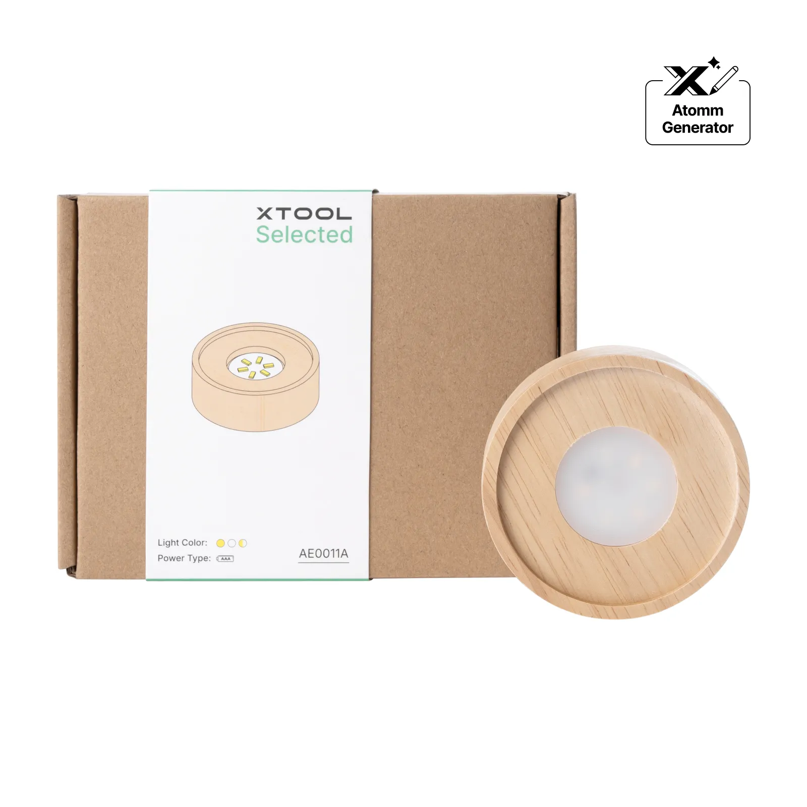 Embase Lumineuse LED Ronde en Bois d'Hévéa avec Rainure - Image 3