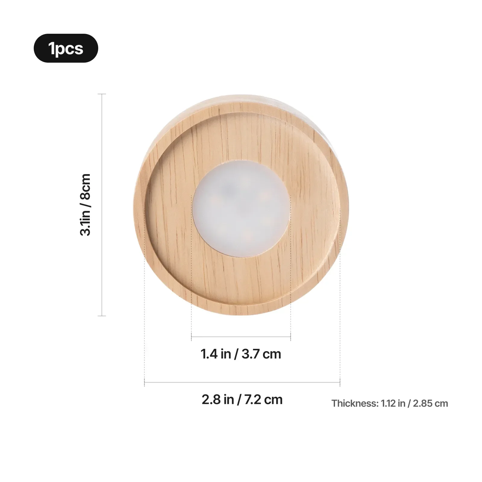 Embase Lumineuse LED Ronde en Bois d'Hévéa avec Rainure - Image 4