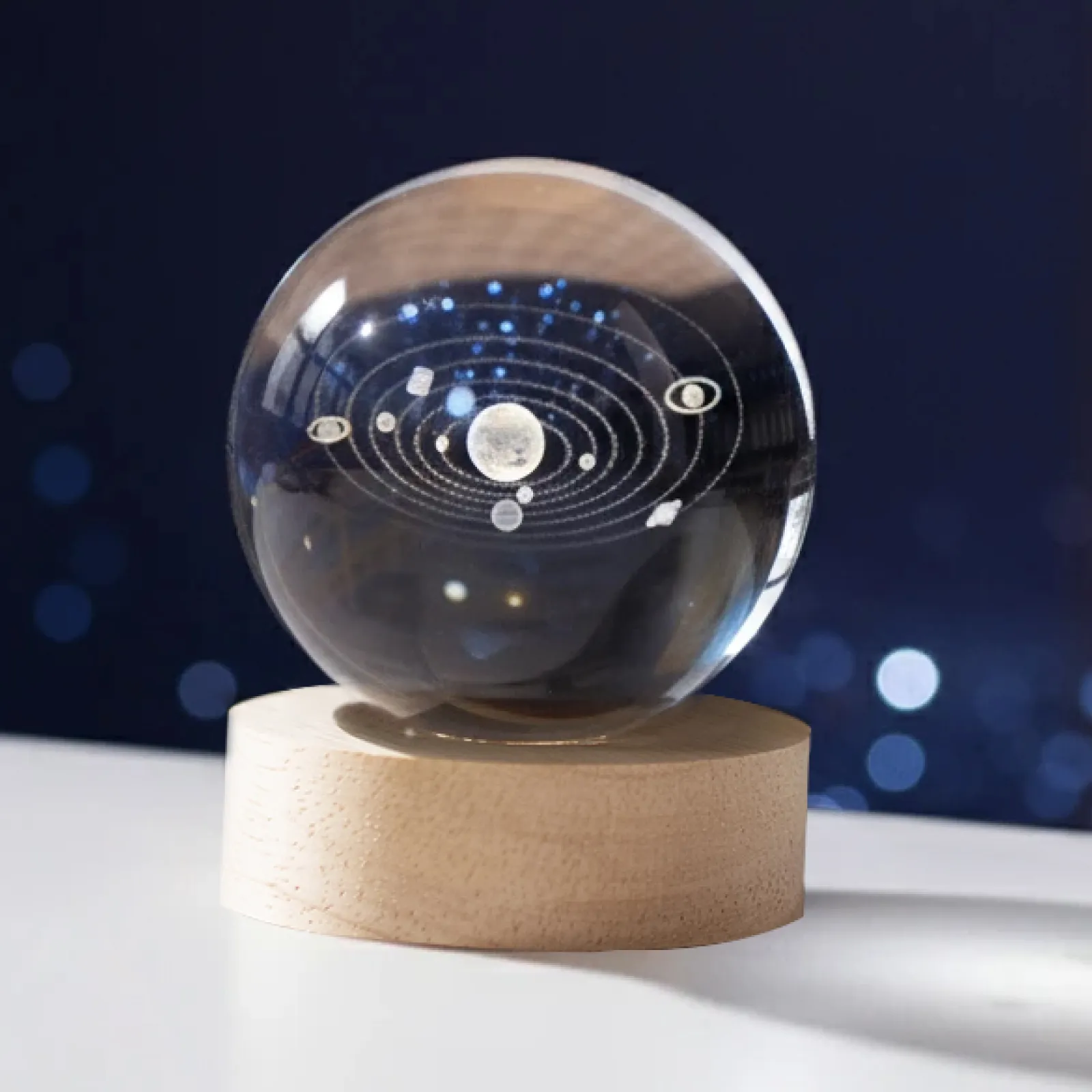 Embase Lumineuse LED Ronde en Bois d'Hévéa avec Rainure - Image 7