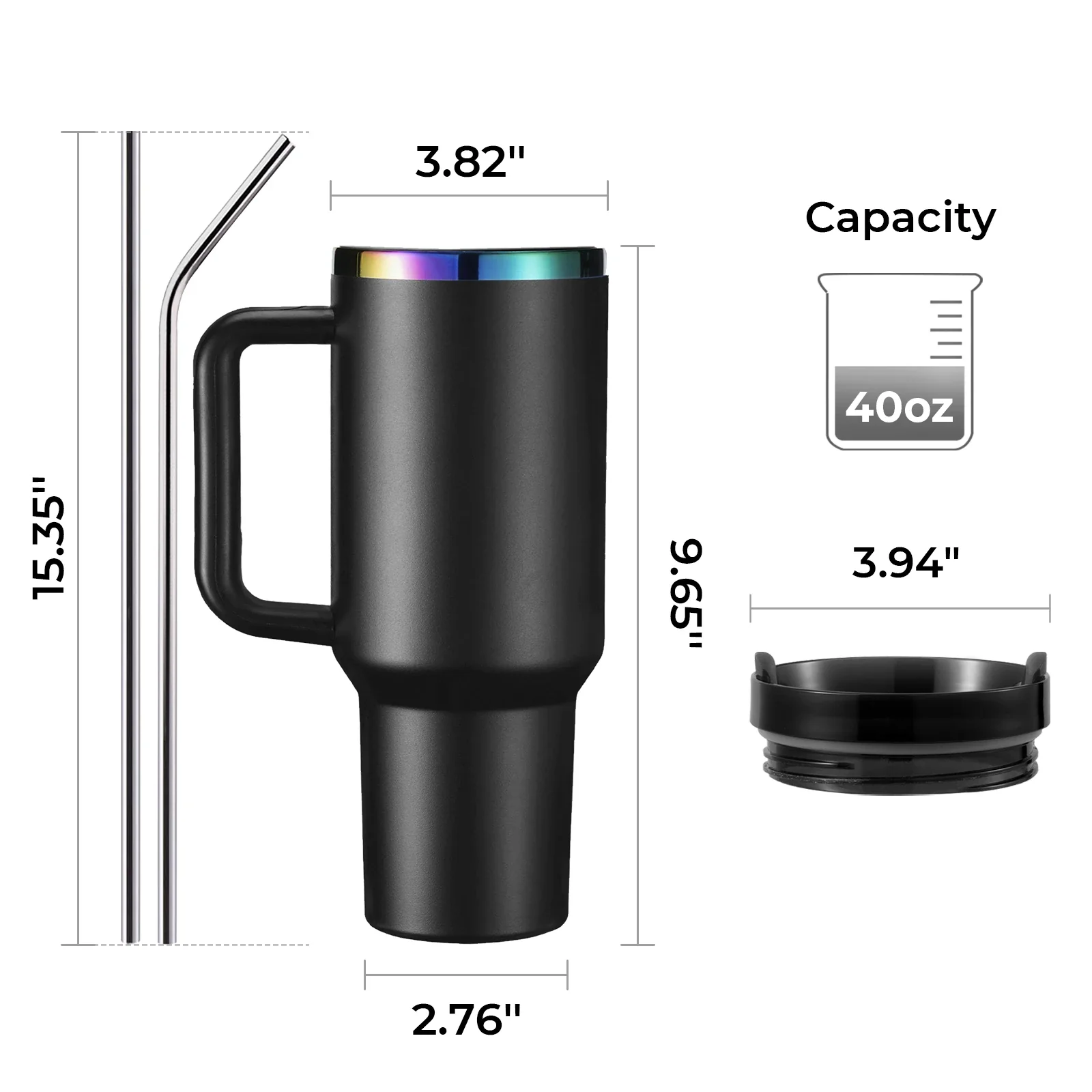 Gobelet en acier inoxydable blanc à argent avec poignée amovible (1,18 L) - Image 4