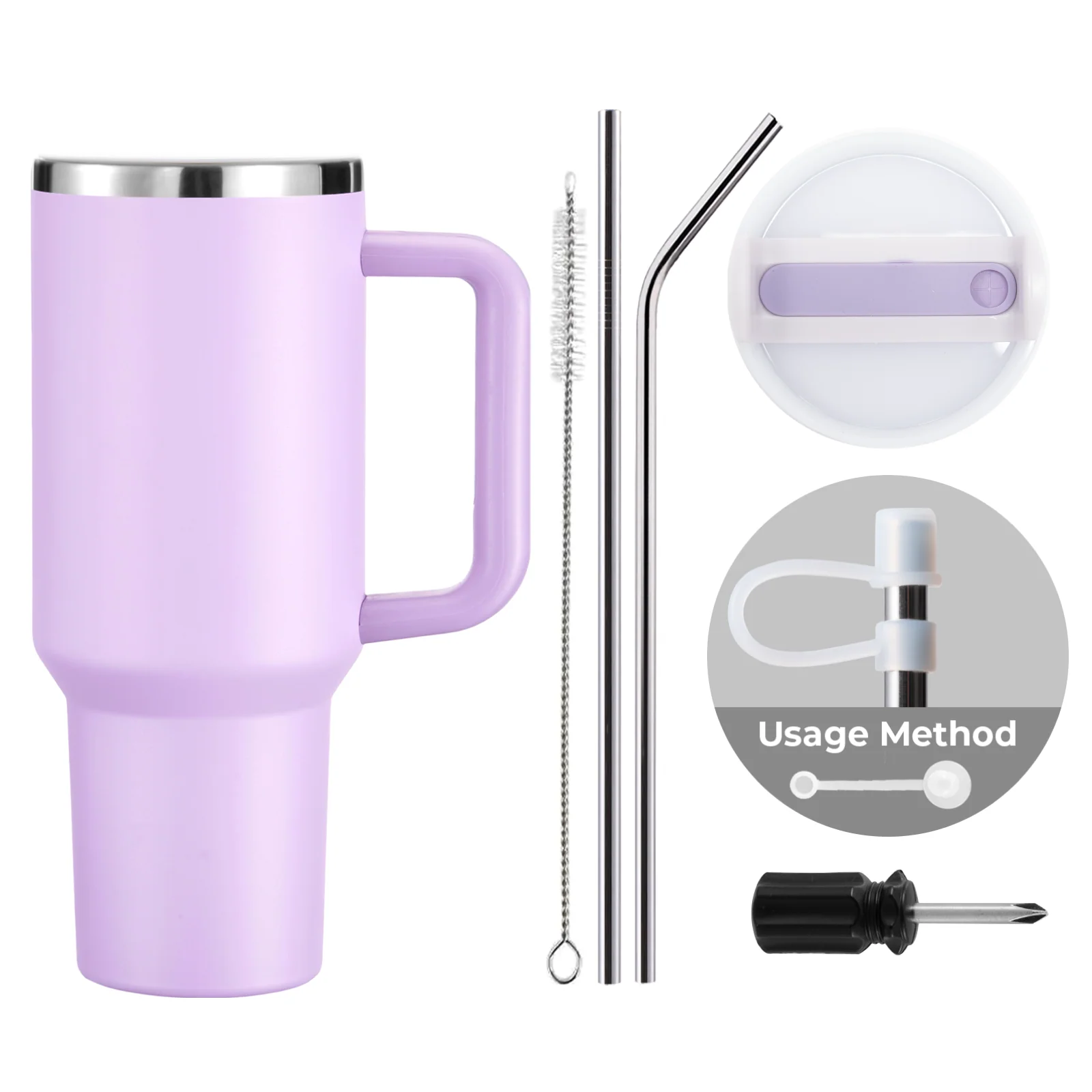 Gobelet en acier inoxydable violet à argent avec poignée amovible (1,18 L) - Image 3