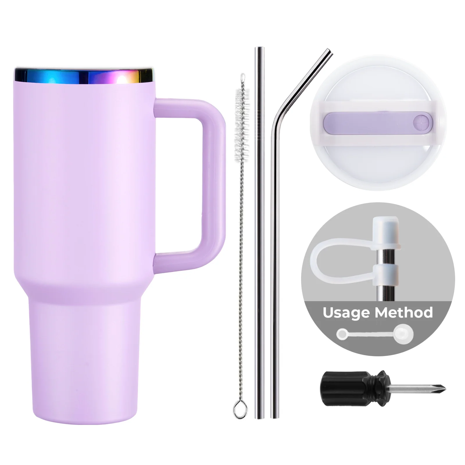 Gobelet en acier inoxydable violet à irisé avec poignée amovible (1,18 L) - Image 3