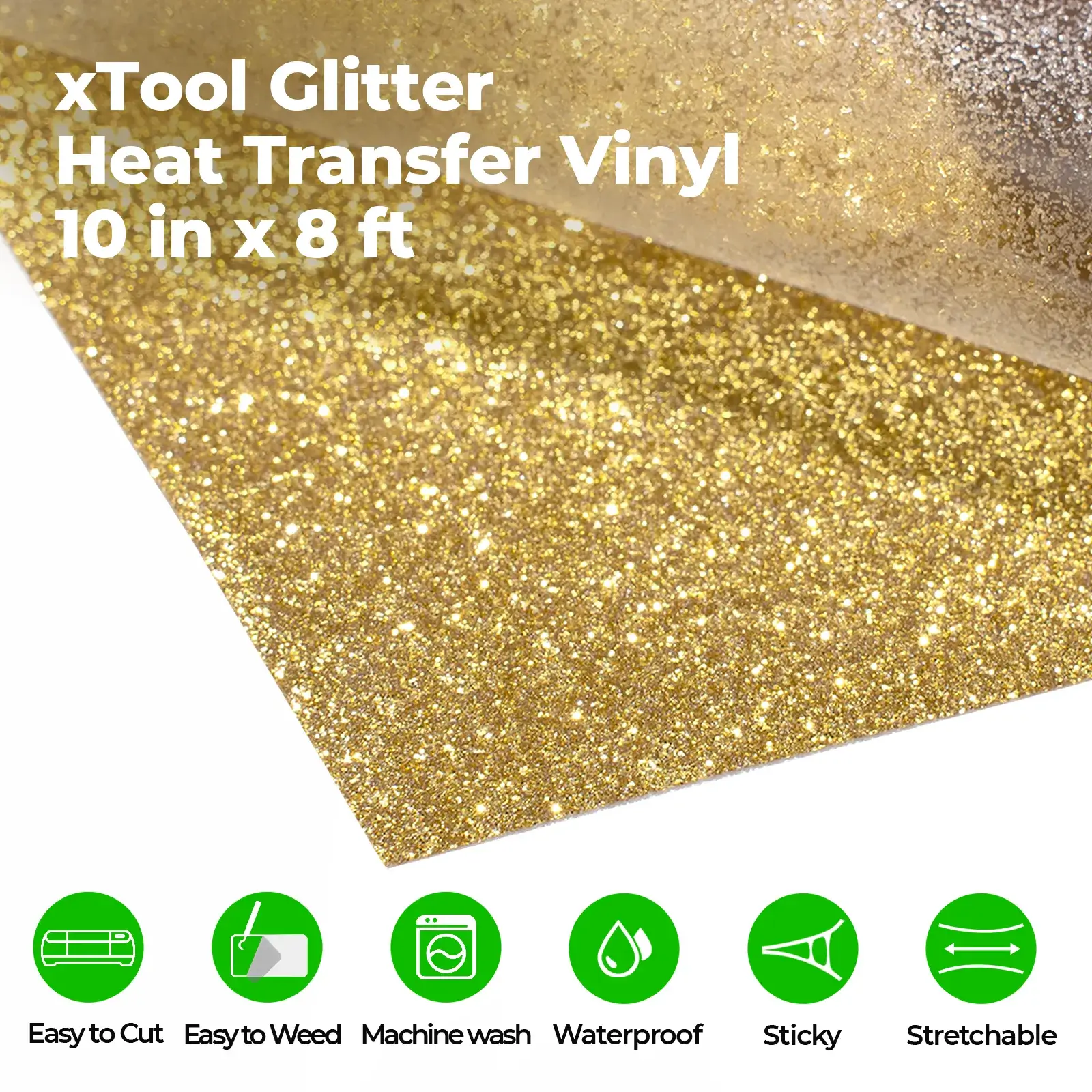 Rouleau de Vinyle de Transfert Thermique Paillettes Or – compatible avec les lasers - Image 3