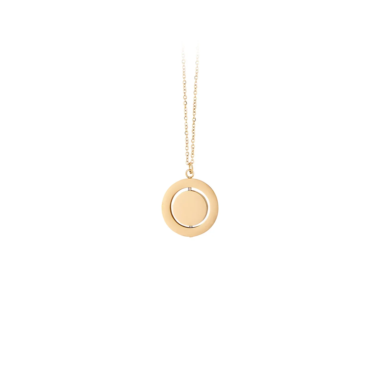 Collier pendentif rotatif en acier inoxydable argenté (3 pièces)