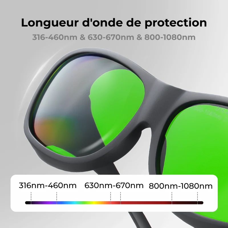 Lunettes de Sécurité Laser xTool pour Lasers 316-460 nm, 630-670 nm et 800-1080 nm - Image 6