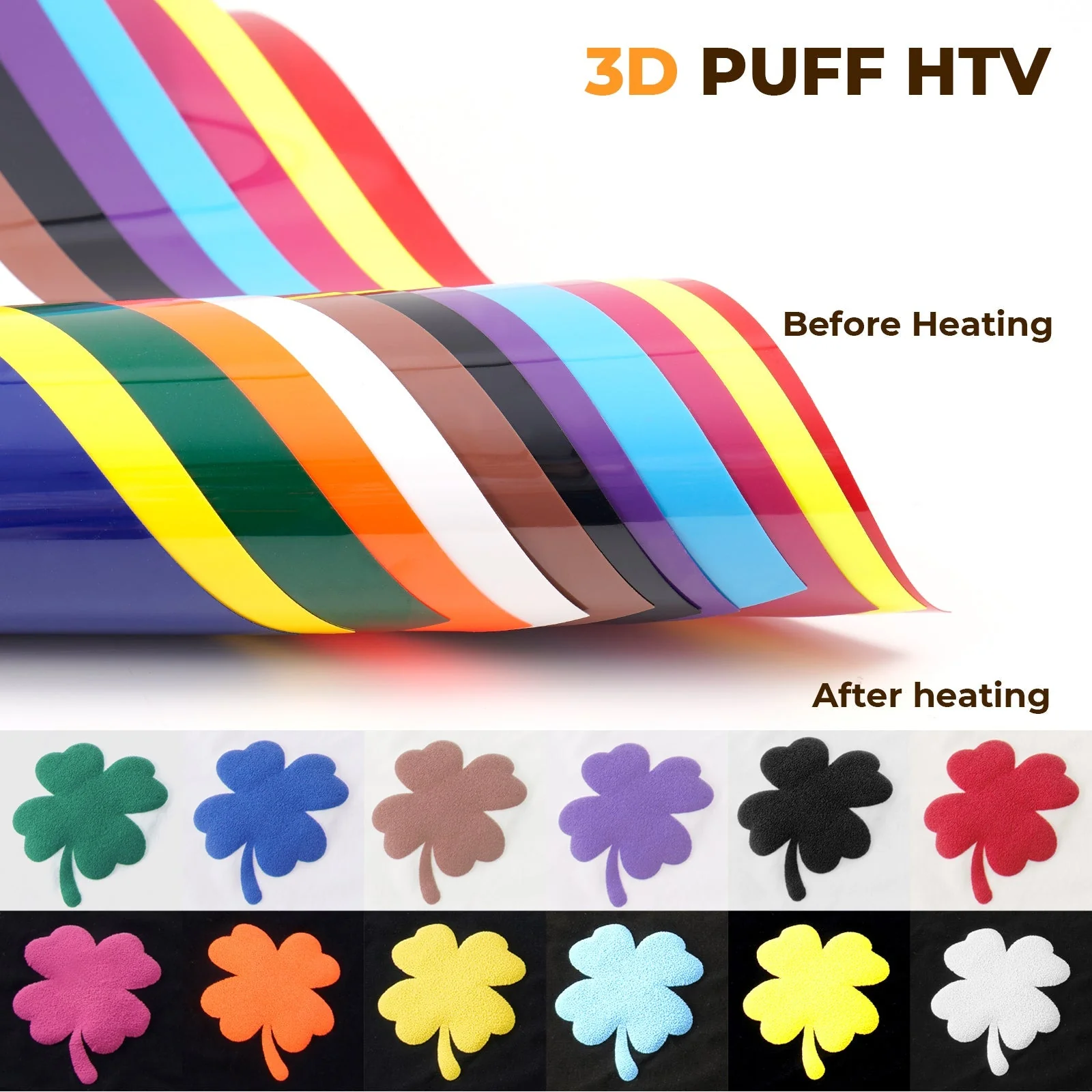 Vinyle Thermocollant 3D Effet Gonflant en Couleurs Assorties (14 pcs) – compatible avec les lasers - Image 4