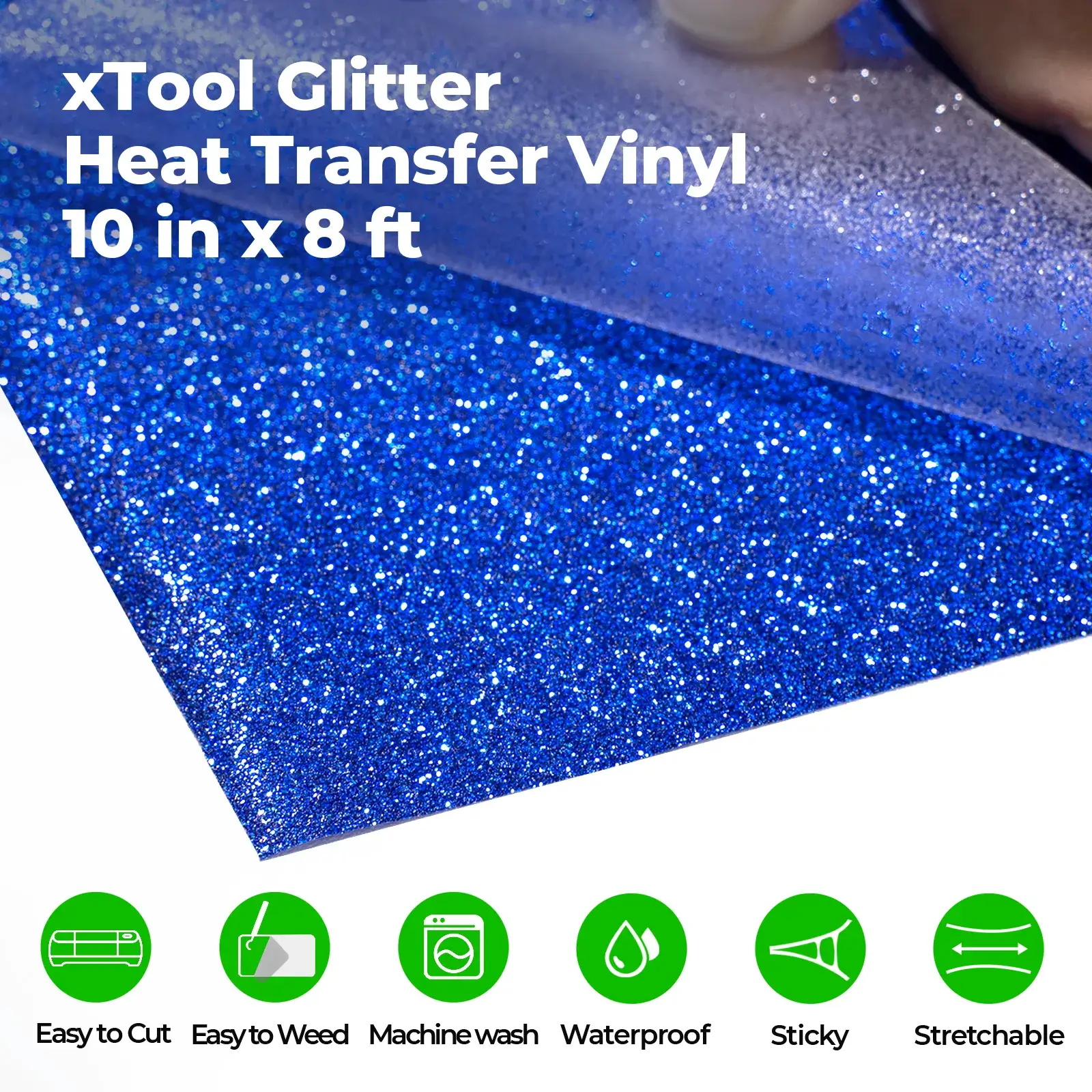 Rouleau de Vinyle de Transfert Thermique Paillettes Bleu Marine HTV – compatible avec les lasers - Image 3