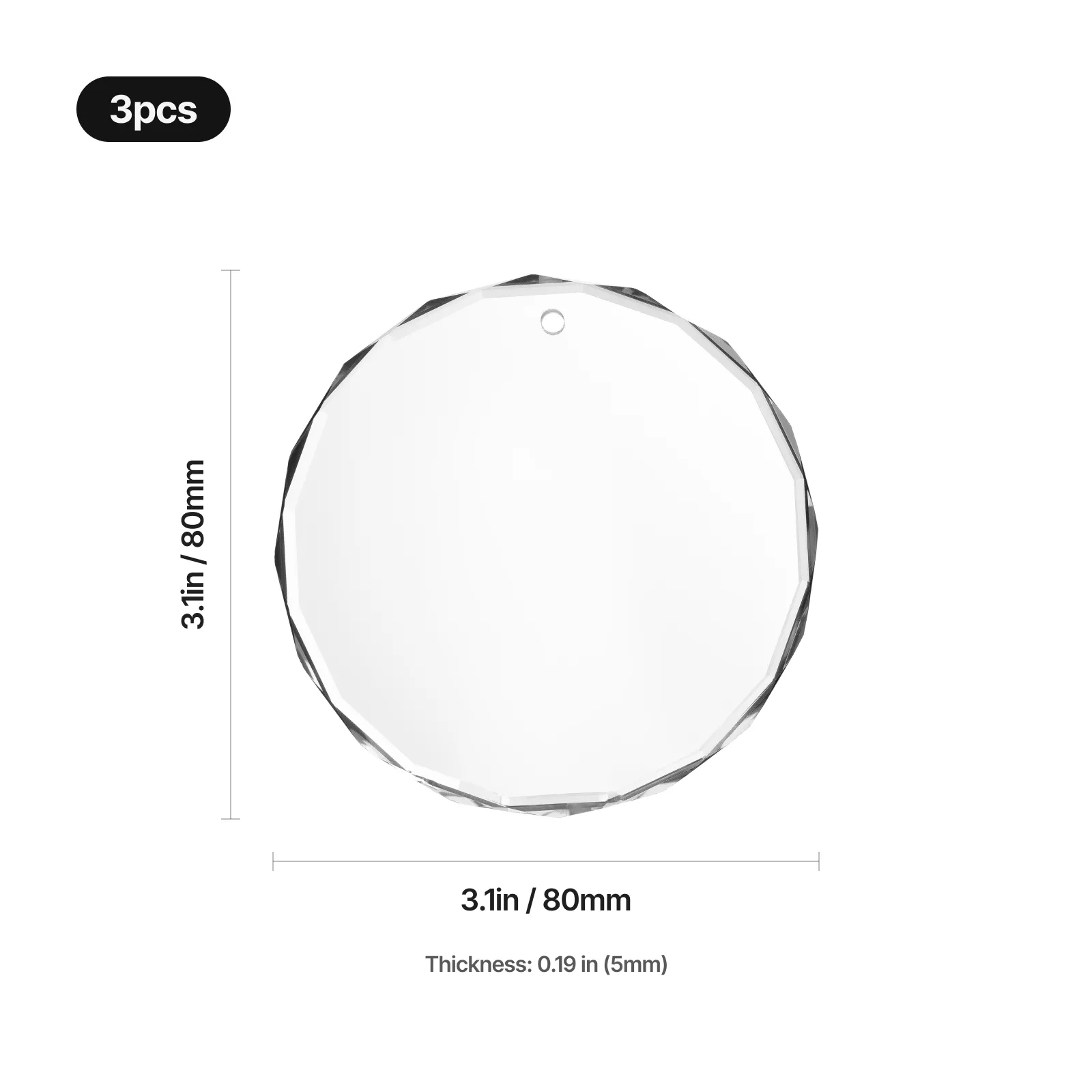 Ornement rond facetté en cristal K5 (3 pcs) - Image 3