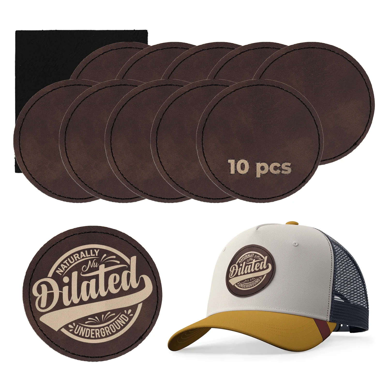 Patch rond en PU gravable au laser à thermocoller (lot de 10) - Image 12