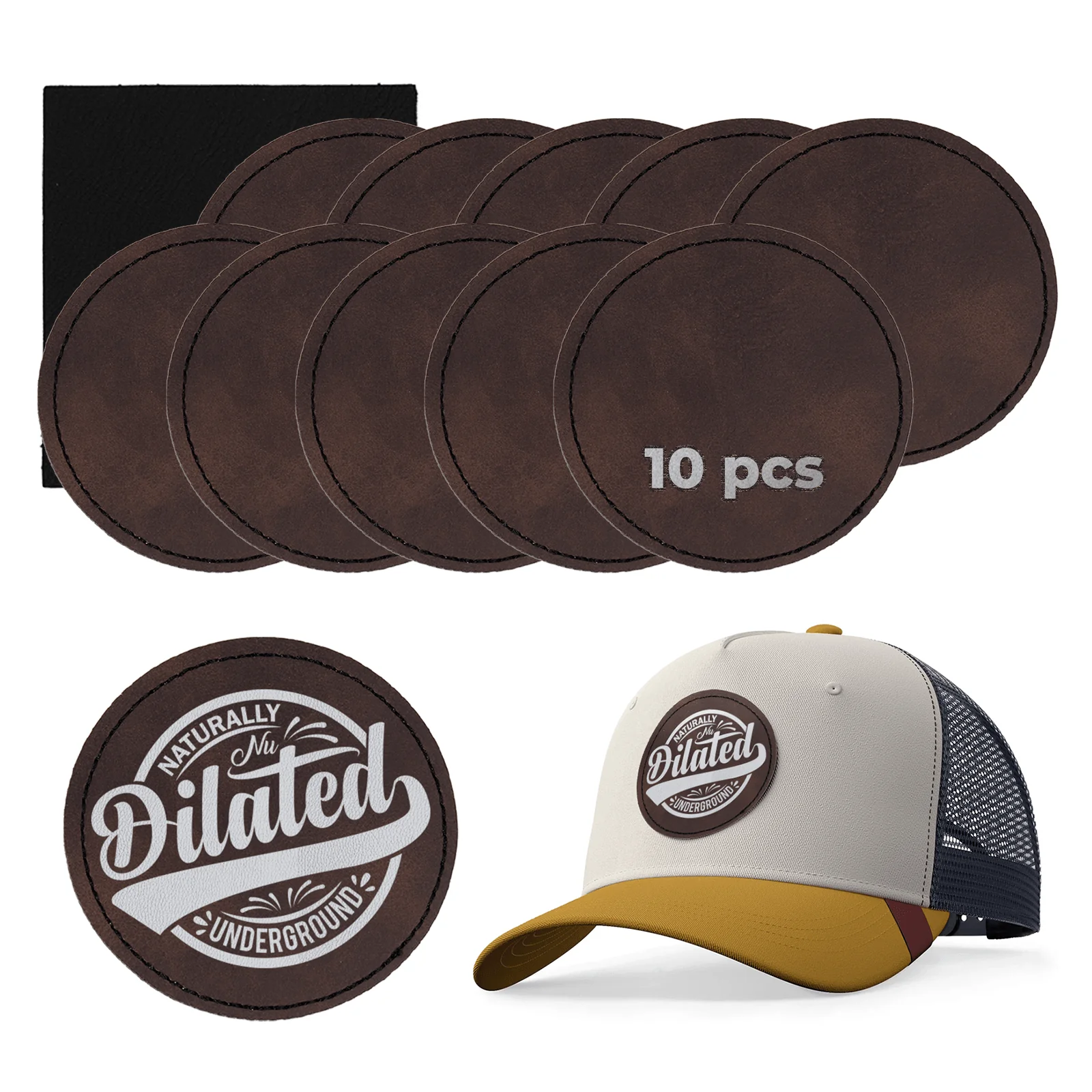 Patch rond en PU gravable au laser à thermocoller (lot de 10) - Image 14