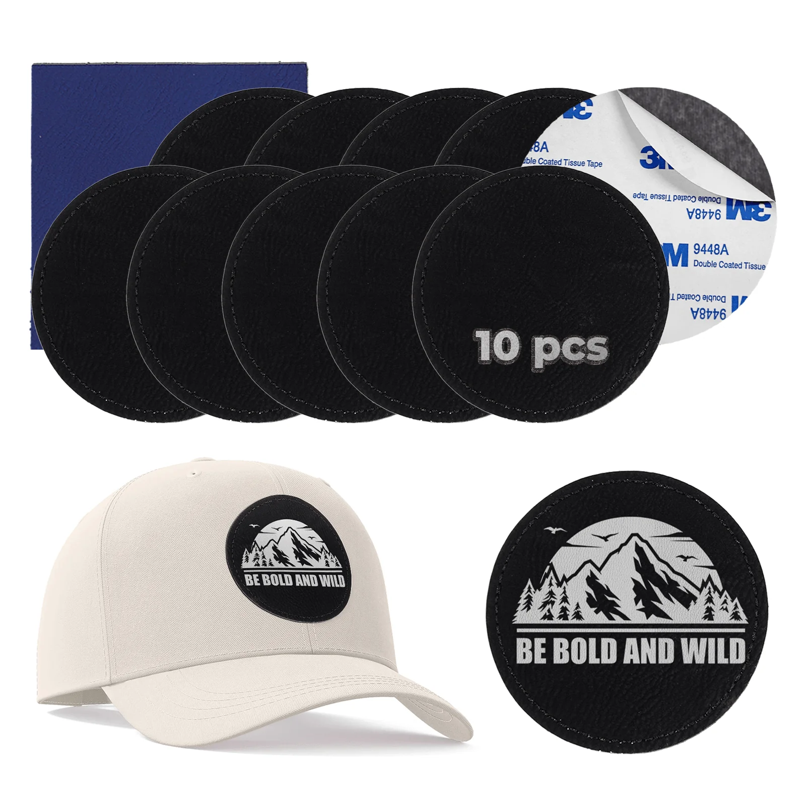 Patch rond en PU gravable au laser (lot de 10) Noir vers doré - Image 11