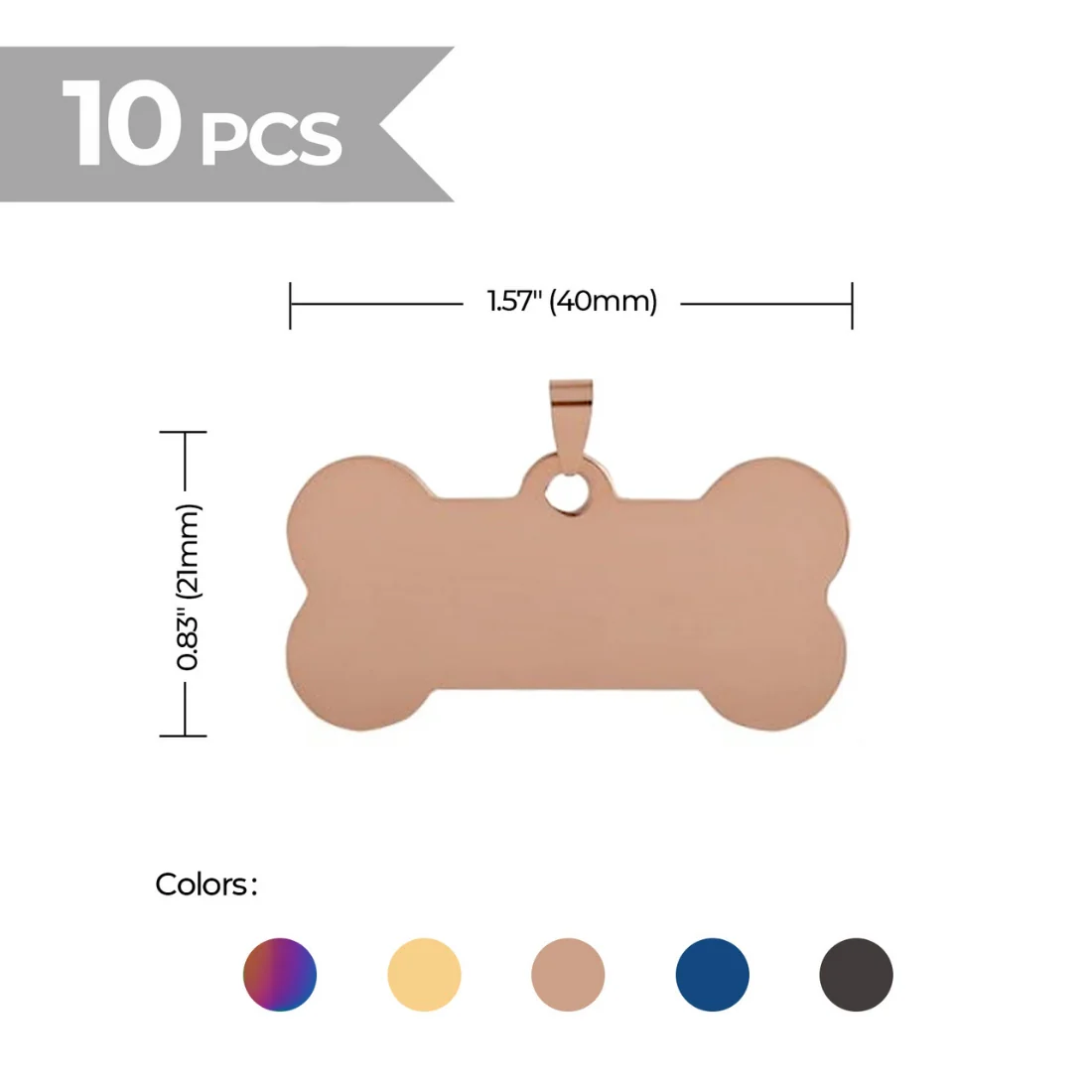 Plaques d'identité pour chien inox (10Pcs) - Image 3