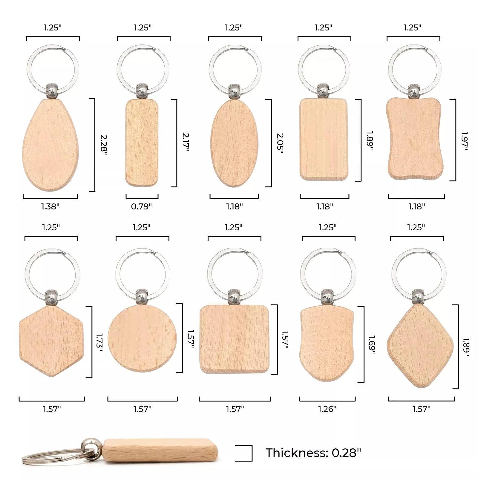 Porte-clés en bois (10 pièces) - Image 5