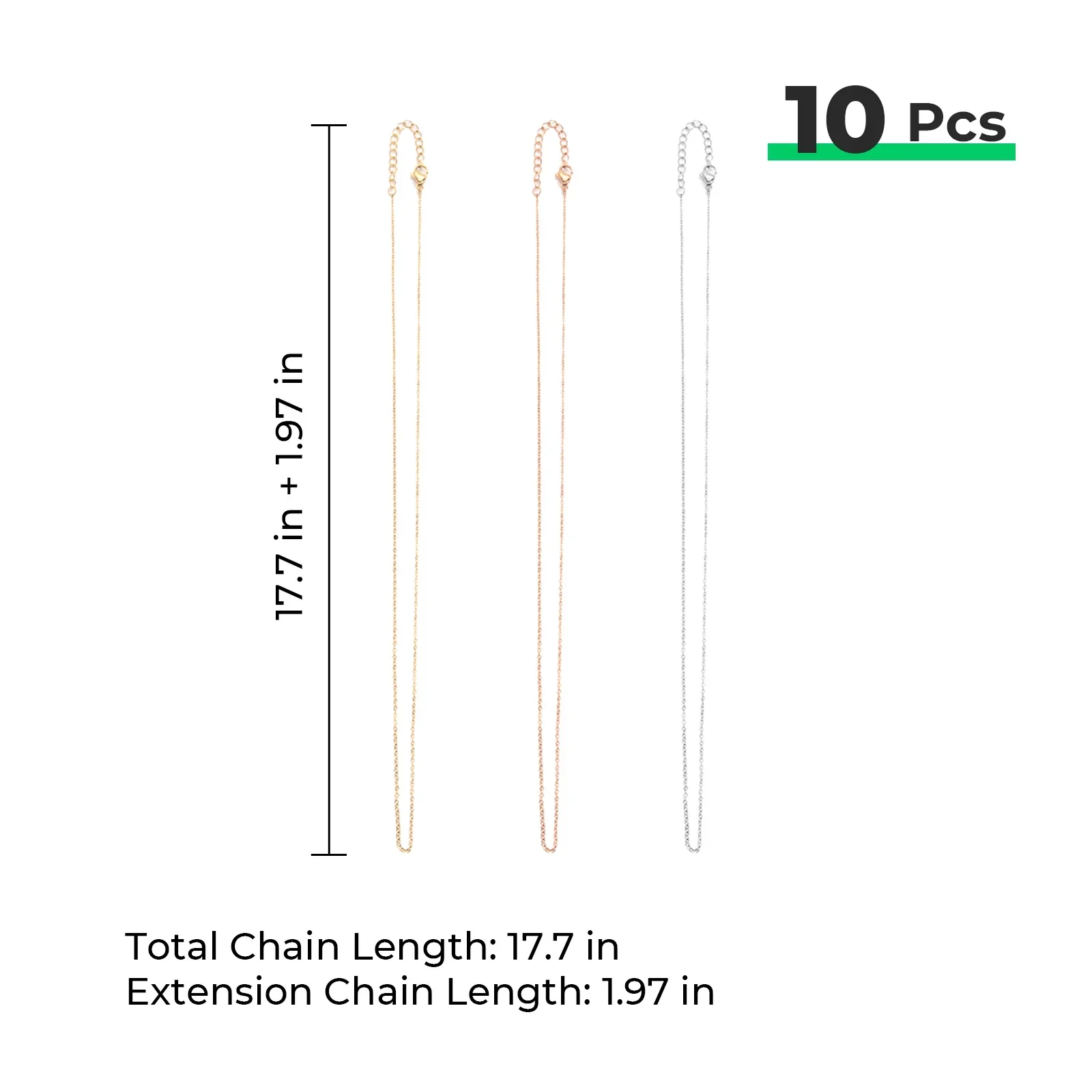 Chaînes en acier inoxydable or rose (10 pièces) - Image 3