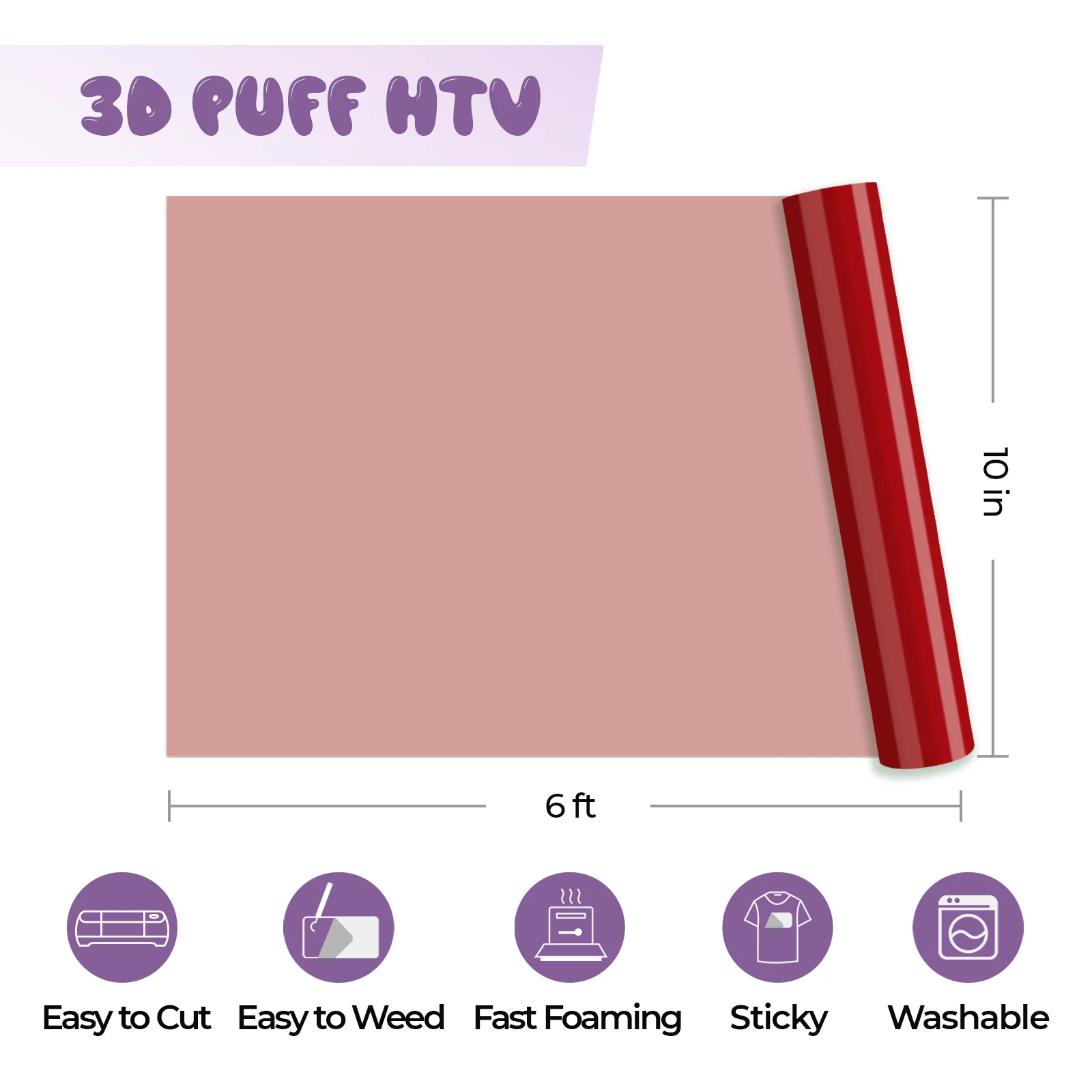 Rouleau de Vinyle Thermocollant Puff Rouge 3D – compatible avec les lasers - Image 3