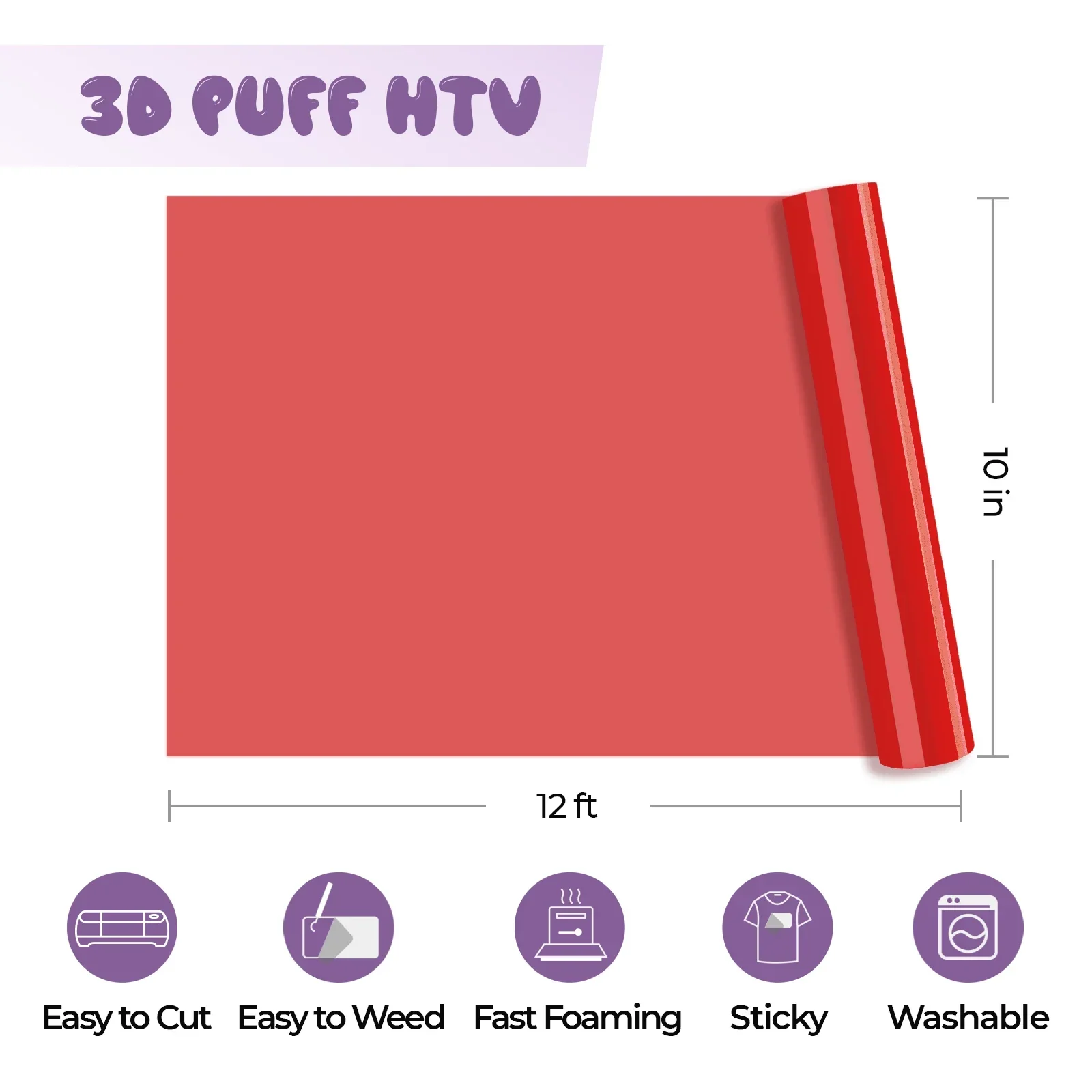 Rouleau de Vinyle Thermocollant Puff Rouge 3D – compatible avec les lasers - Image 4