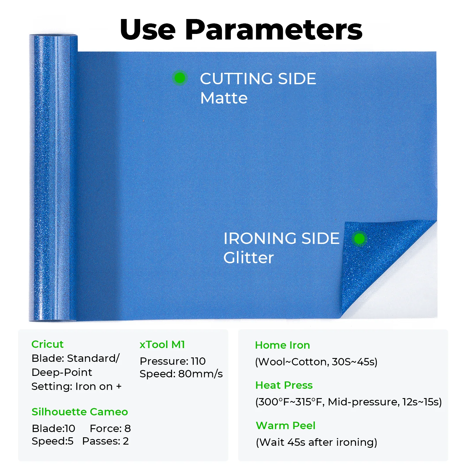 Rouleau de Vinyle Thermocollant Pailleté Argent HTV – compatible avec les lasers - Image 7