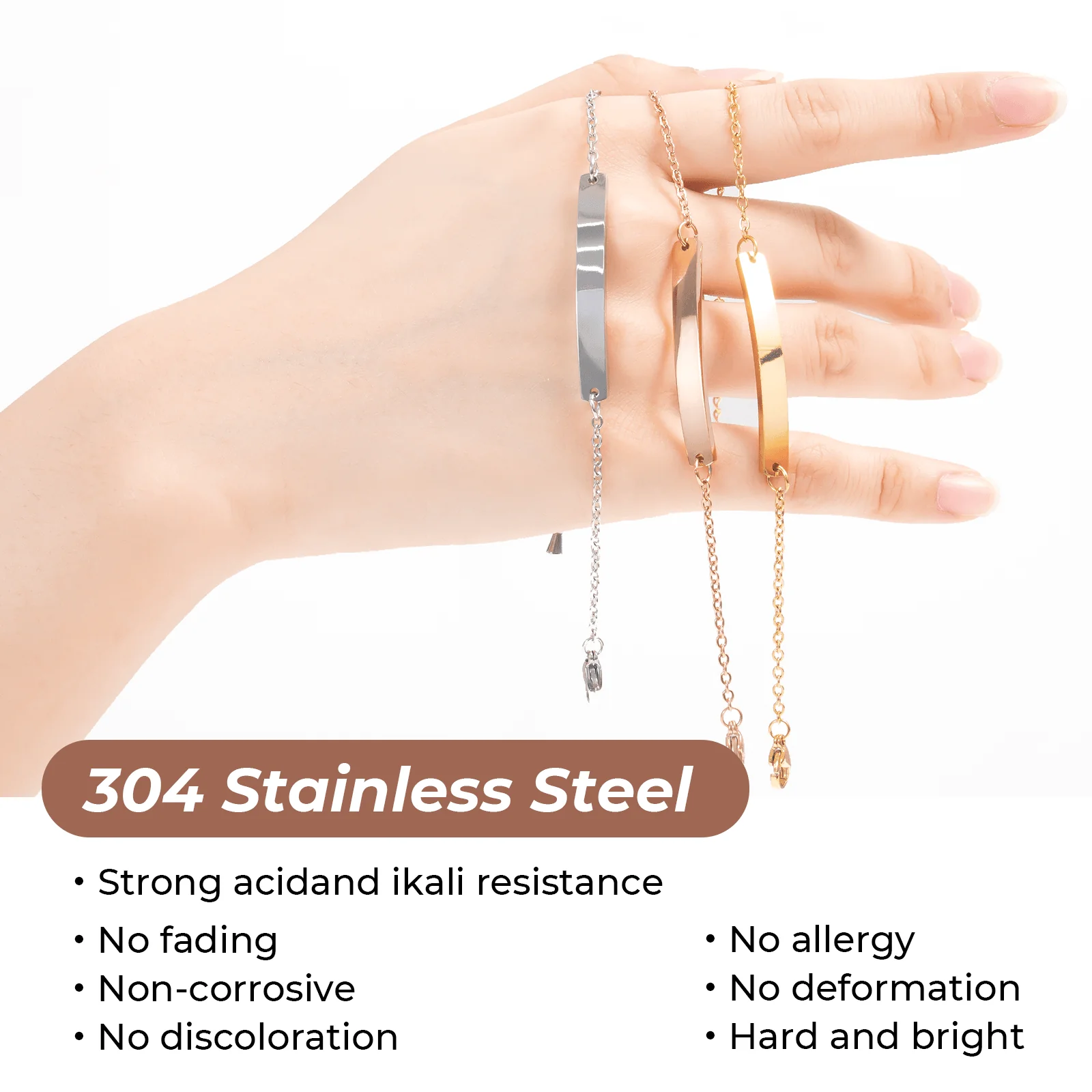 Bracelet en acier inoxydable avec étiquette (6 pièces) - Image 4