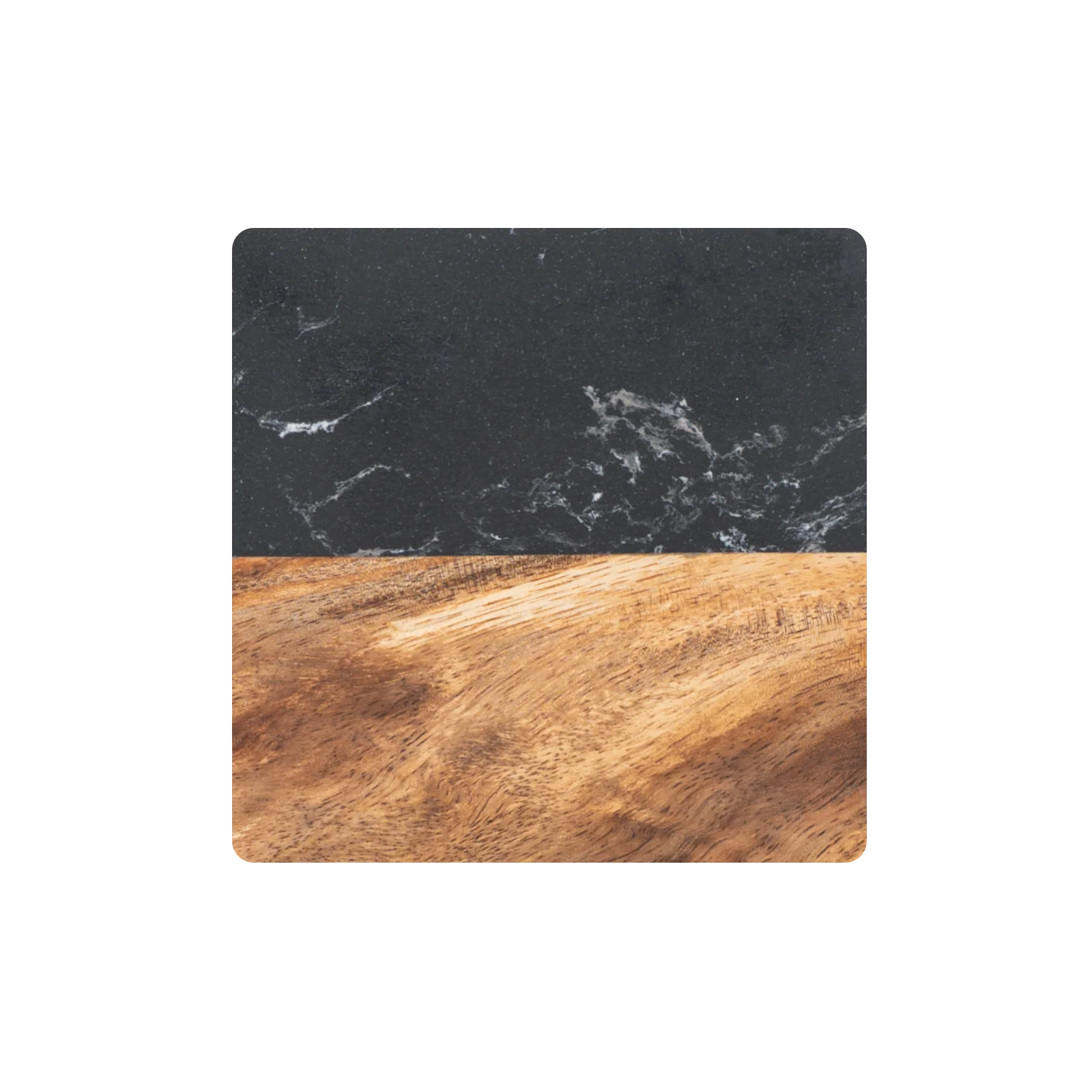 Sous-verres carrés en marbre noir et bois (4 pcs)