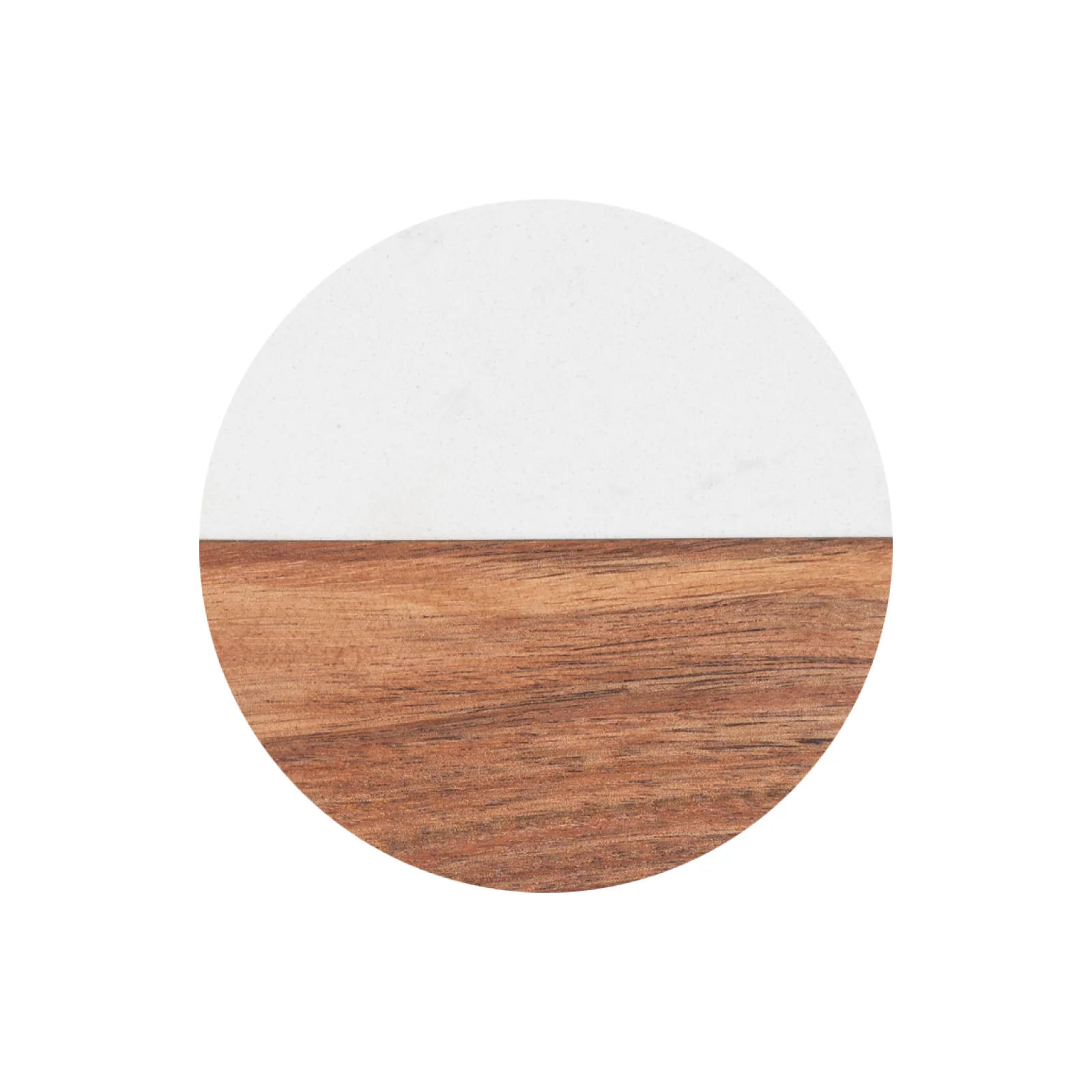 Sous-verres ronds en marbre blanc et bois (4 pcs)