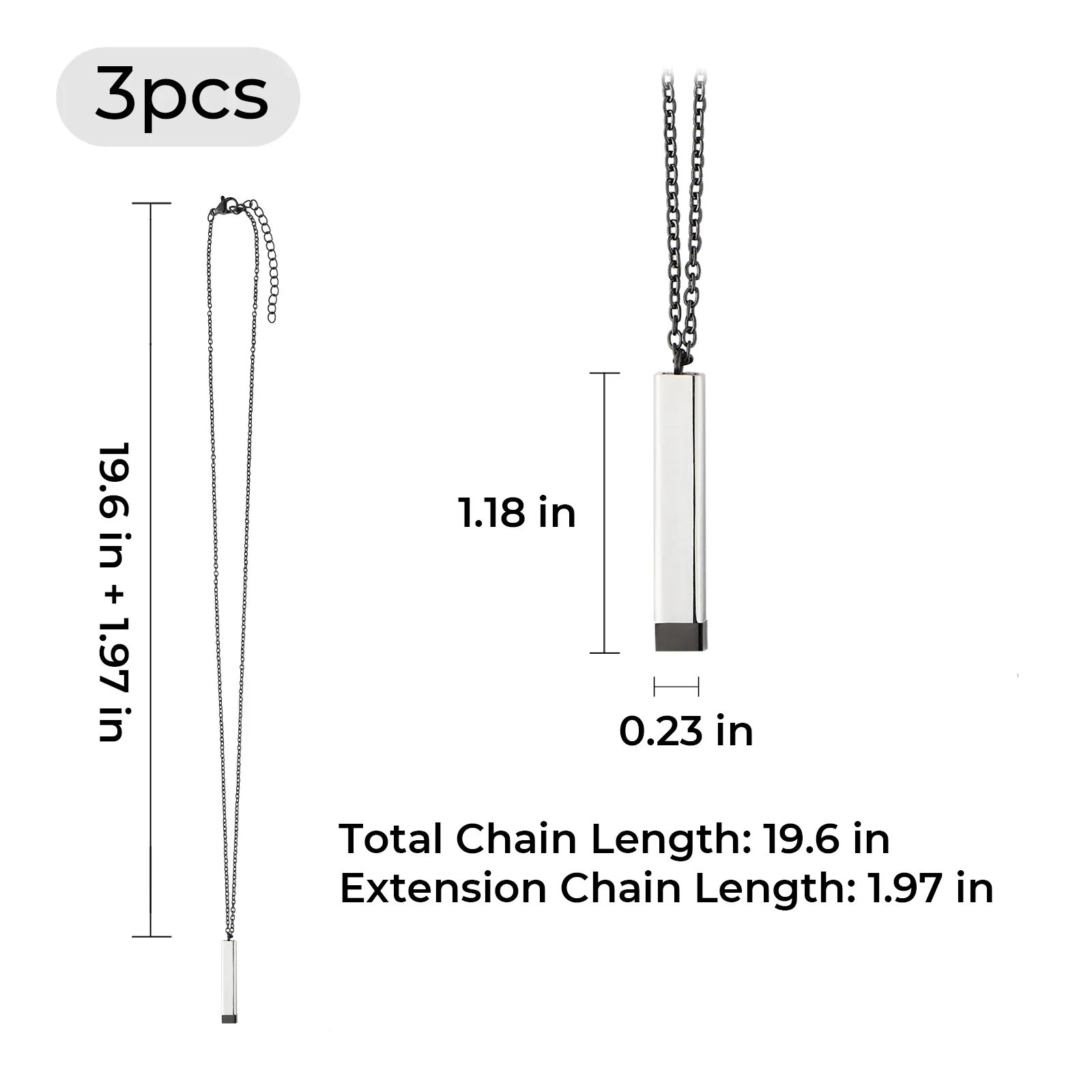 Collier message caché en acier inoxydable (3 pcs) - Image 3